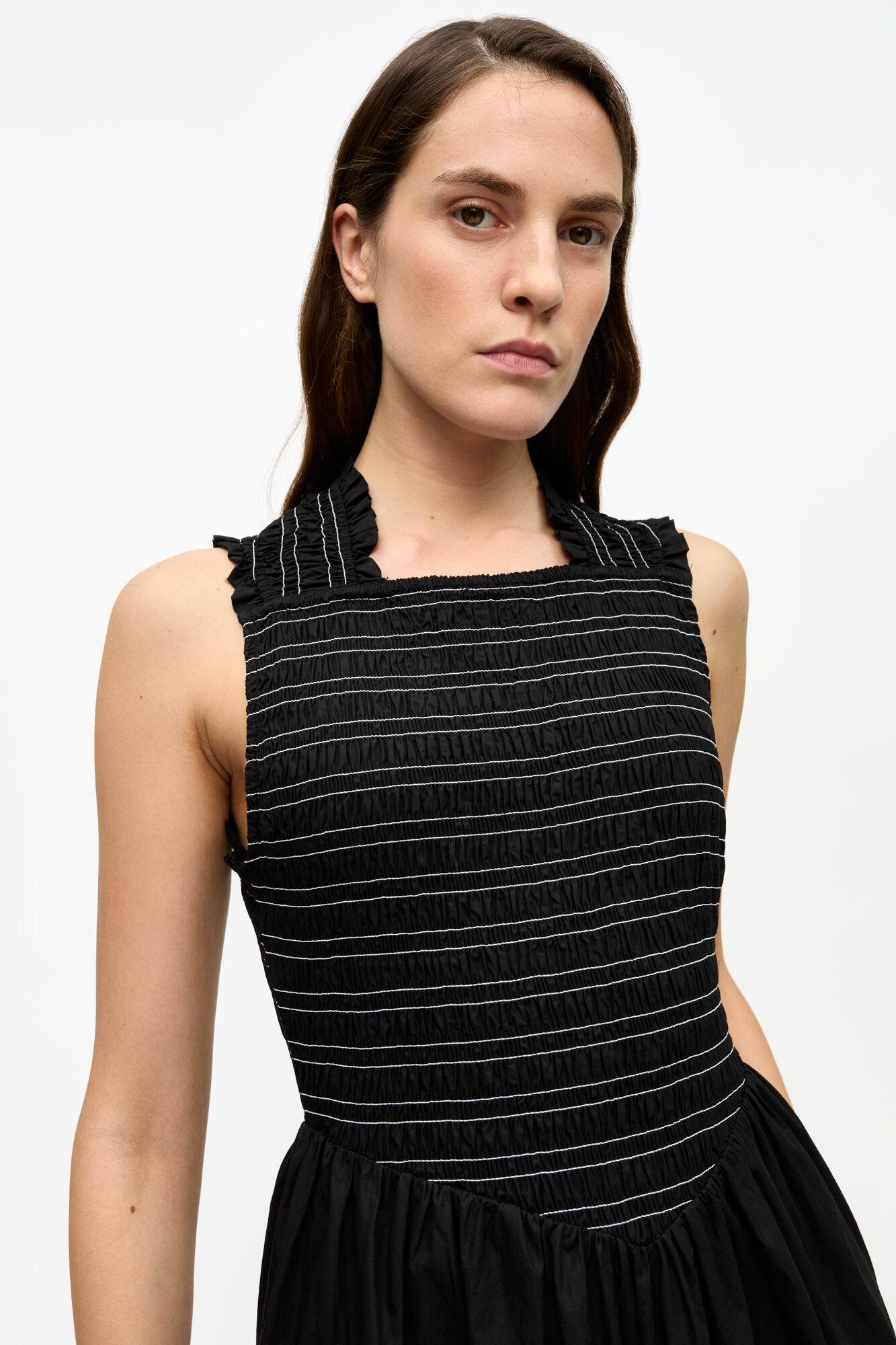 Washed Stretch Cotton Smock Midi Dress Product Image