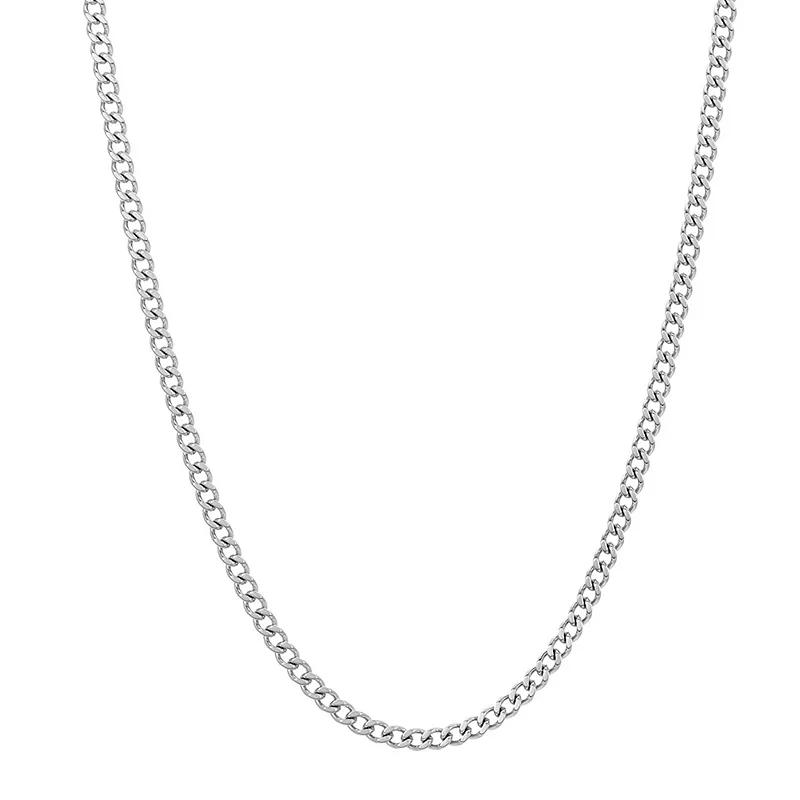 Adornia Stainless Steel 3 mm Cuban Curb Chain Necklace, Women's, Size: 24", Silver Tone Product Image