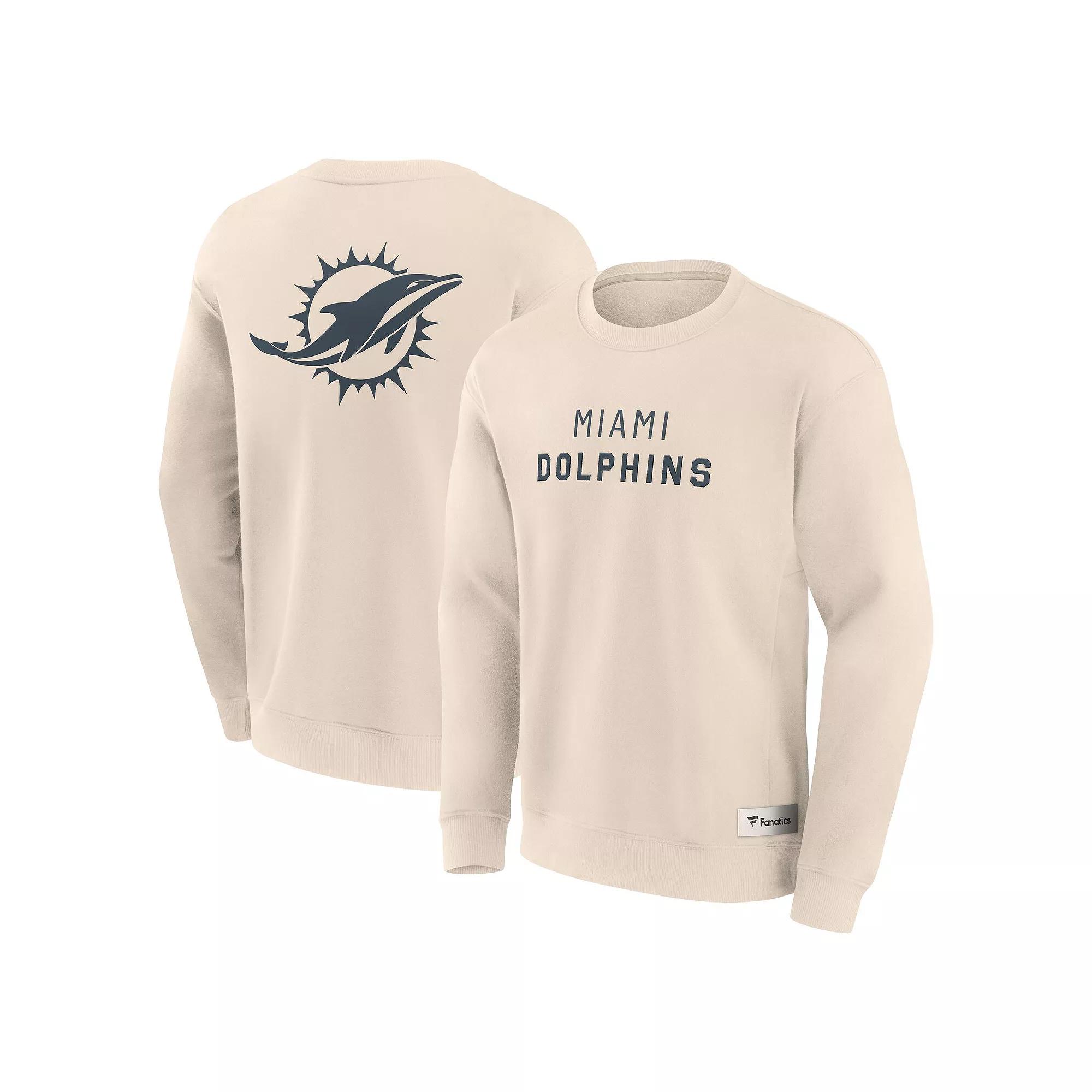 Men's Fanatics Cream Miami Dolphins Elements Future Ground Lettering Pullover Sweatshirt,  Product Image