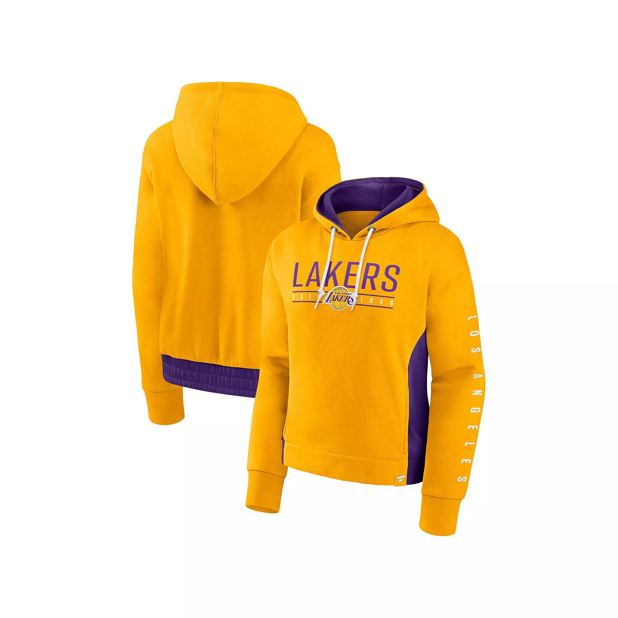 Women's Fanatics Branded Gold Los Angeles Lakers Iconic Halftime Colorblock Pullover Hoodie,  Product Image