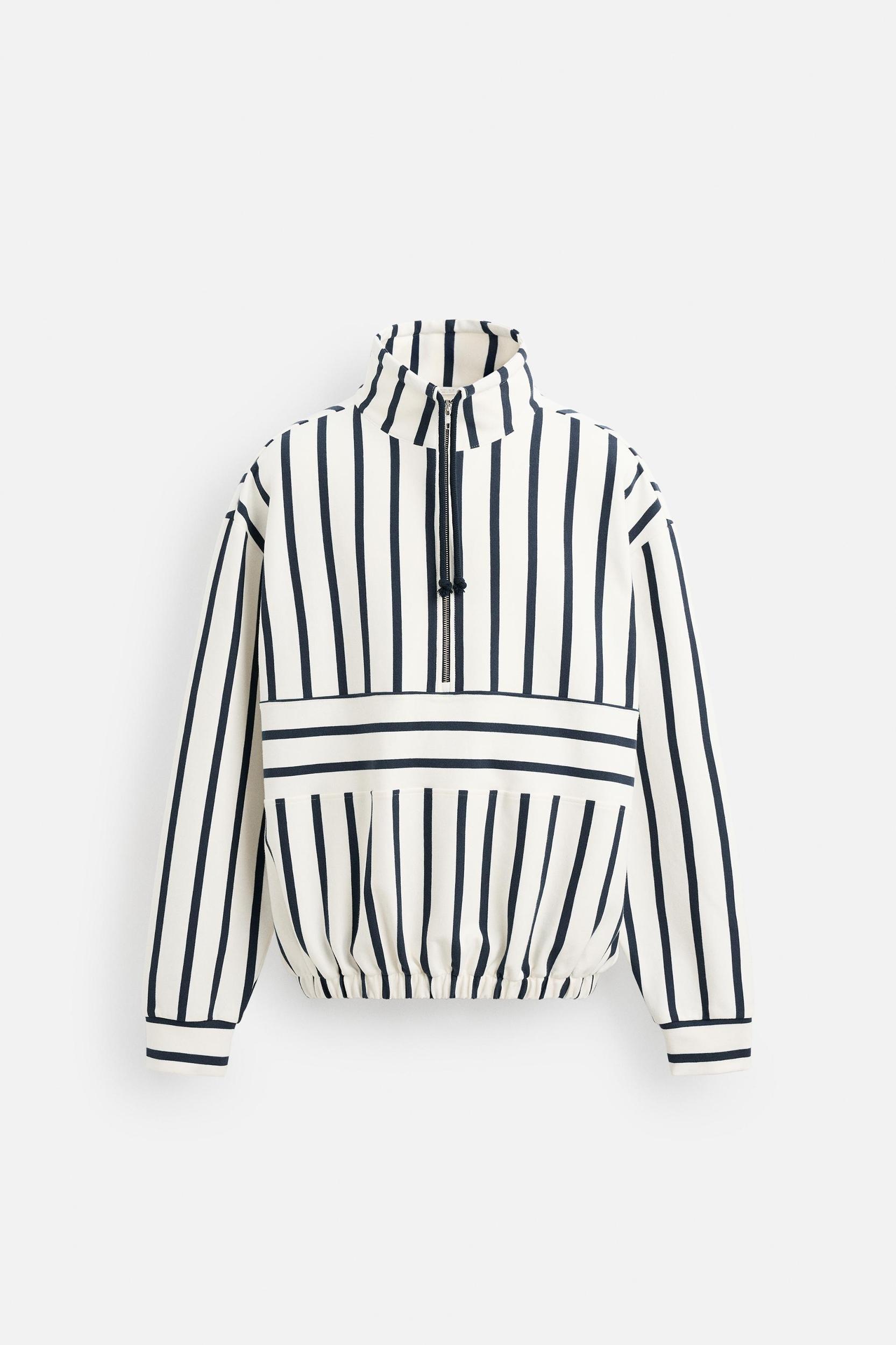 STRIPED QUARTER-ZIP SWEATSHIRT Product Image