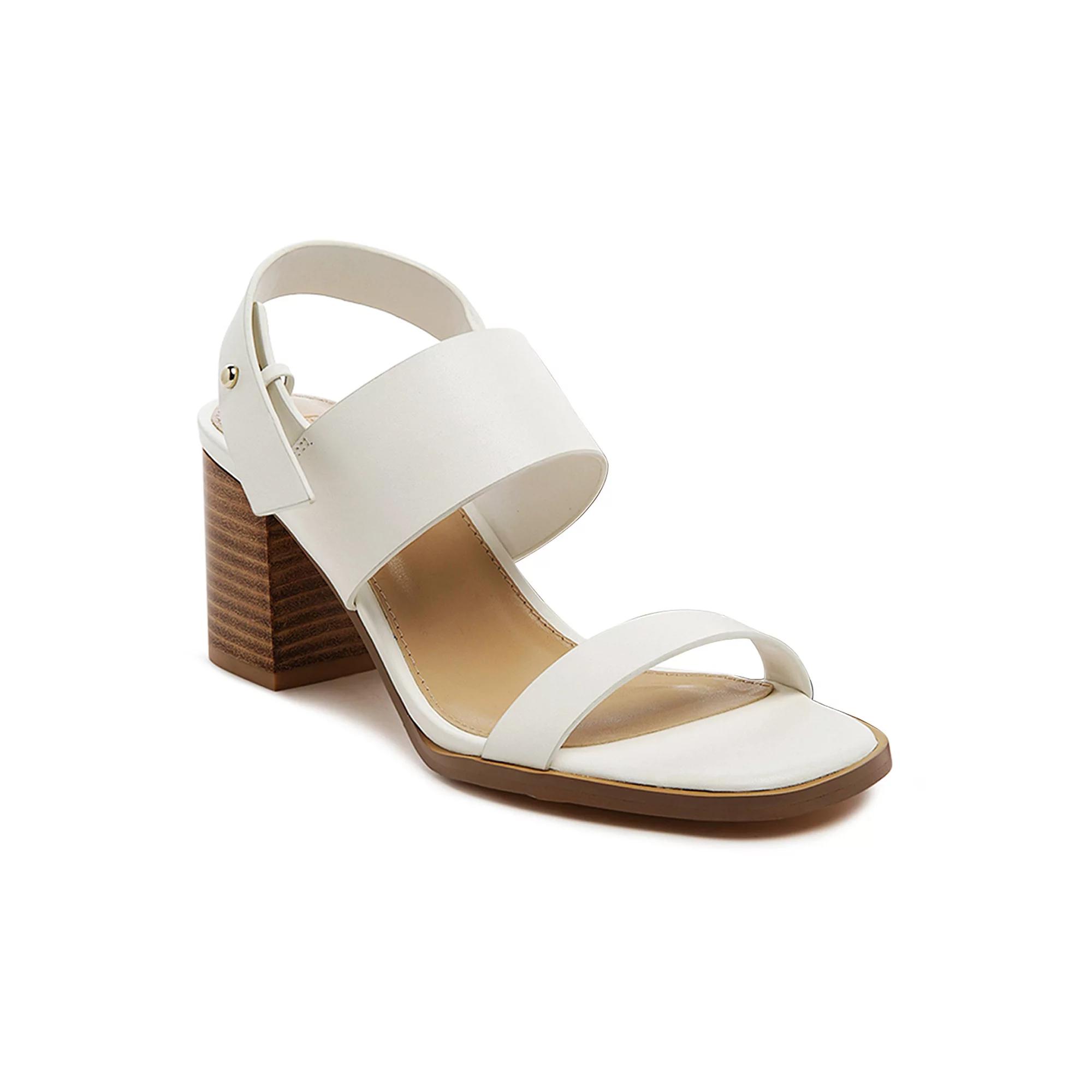 Rag & Co Gertrude Women's Leather Block Heel Sandals, Size: 10, White Product Image