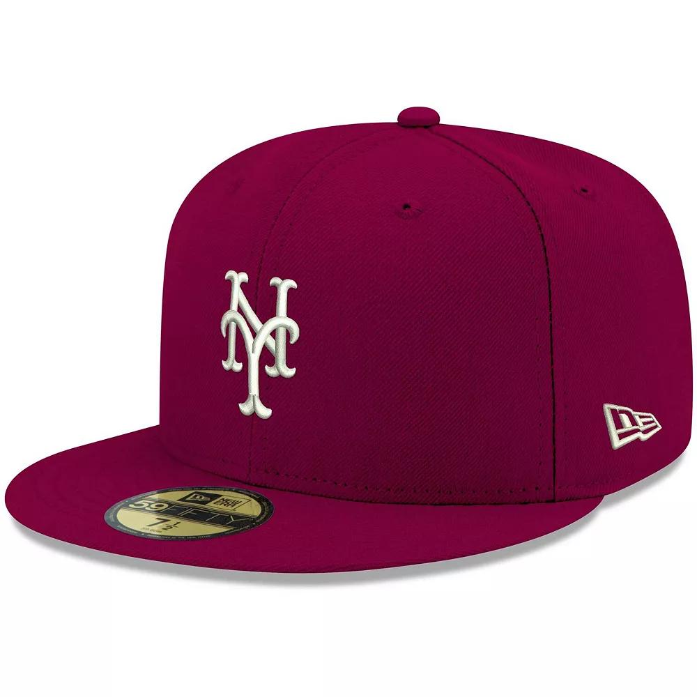 Men's New Era Cardinal New York Mets White Logo 59FIFTY Fitted Hat, Size: 7 5/8, Red Product Image