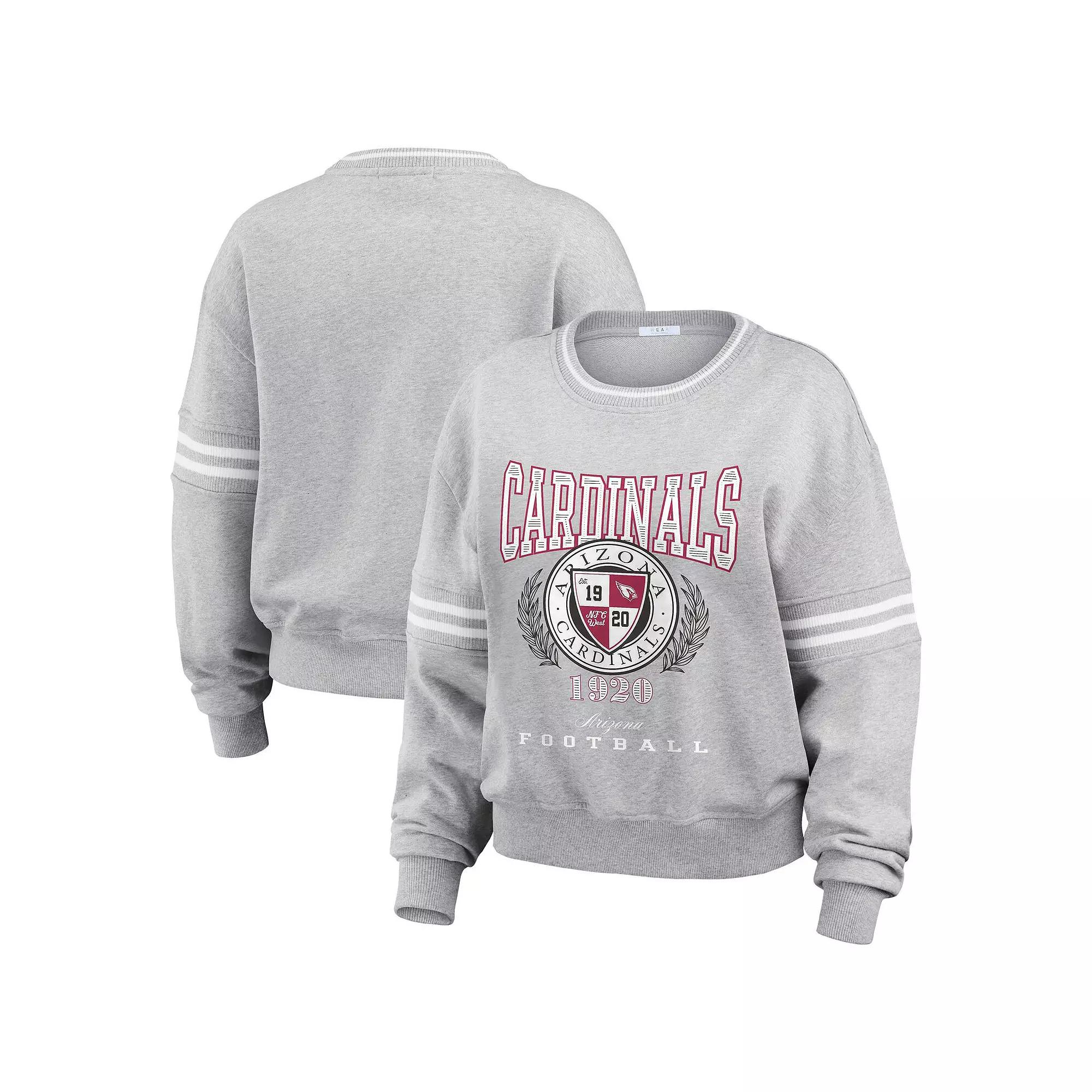 Women's WEAR by Erin Andrews Heather Gray Arizona Cardinals Cropped Pullover Sweatshirt,  Product Image