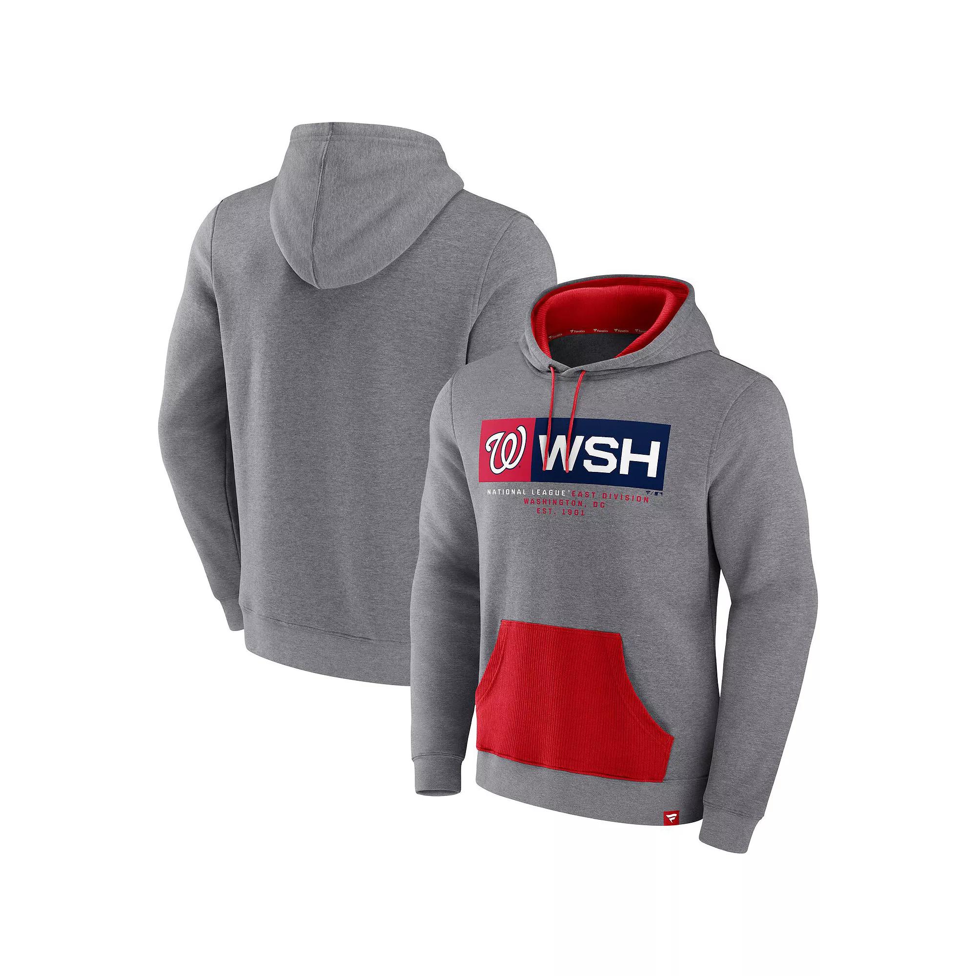 Men's Fanatics Branded Heathered Gray Washington Nationals Iconic Steppin Up Fleece Pullover Hoodie,  Product Image