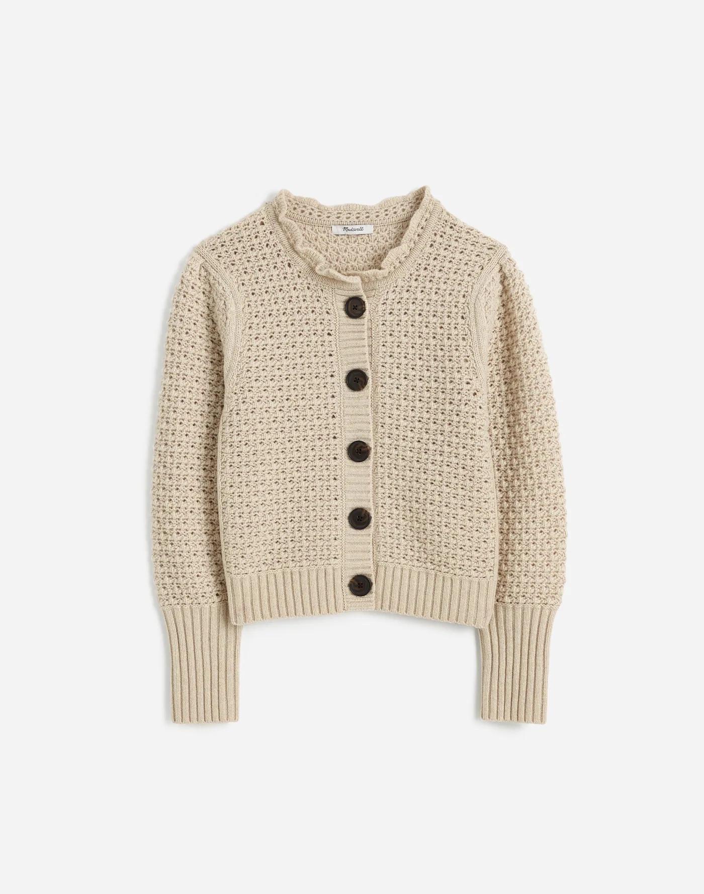 Scalloped Merino Wool-Blend Cardigan Product Image