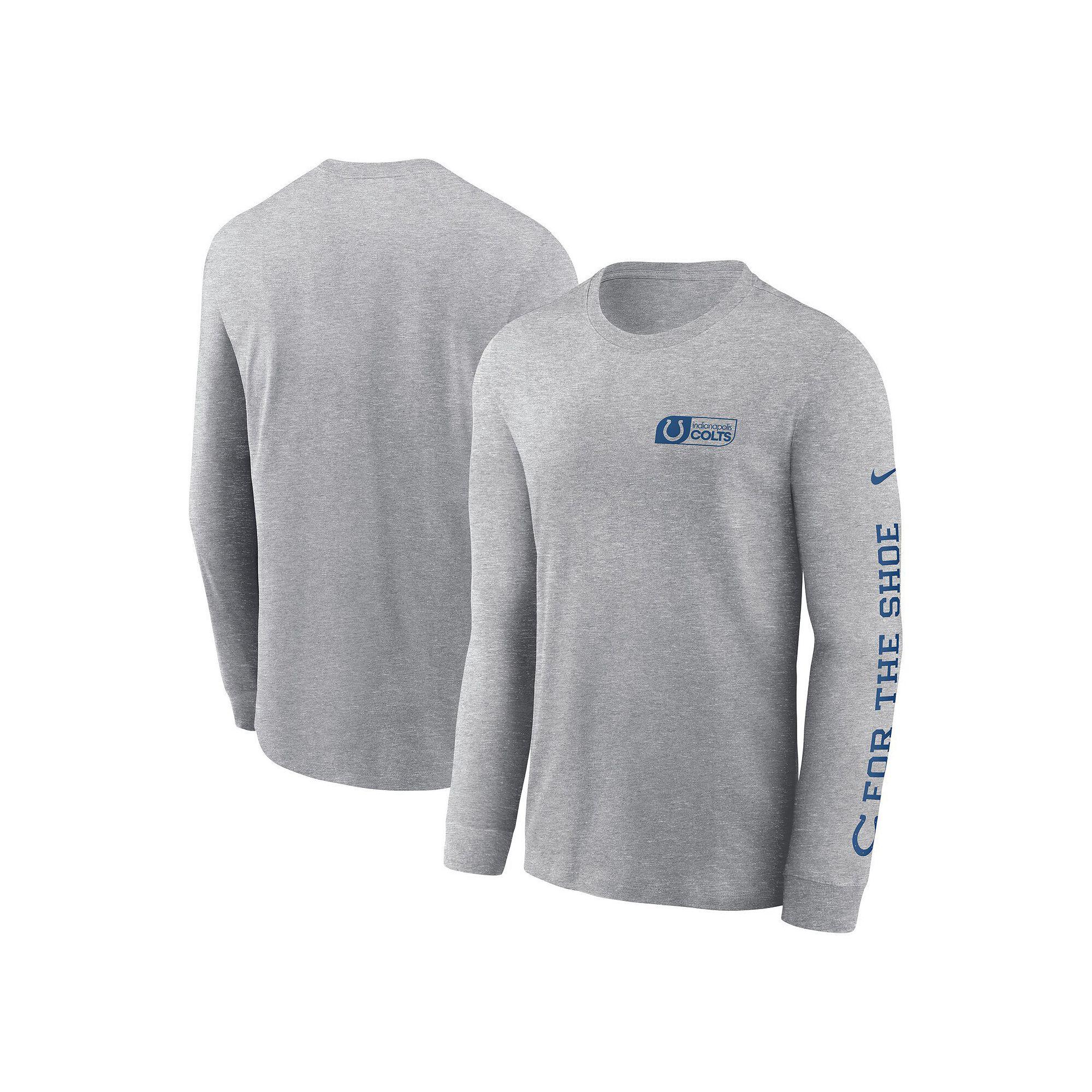 Men's Nike Heather Gray Indianapolis Colts All Out Long Sleeve T-Shirt,  Product Image