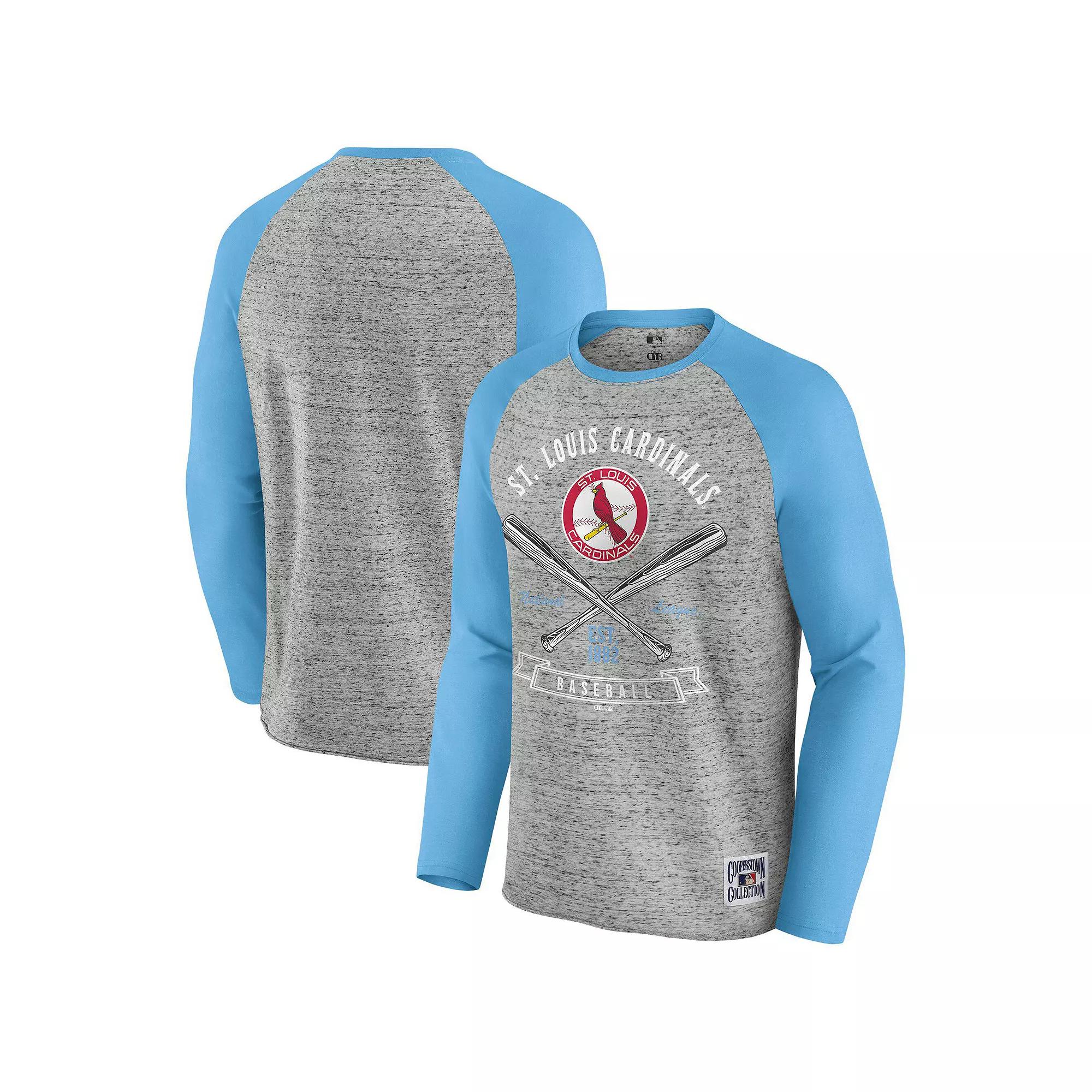 Men's Darius Rucker Collection by Fanatics  Heather Gray St. Louis Cardinals Raw Edge Raglan Long Sleeve Baseball T-Shirt, Size: 2XL, Grey Product Image
