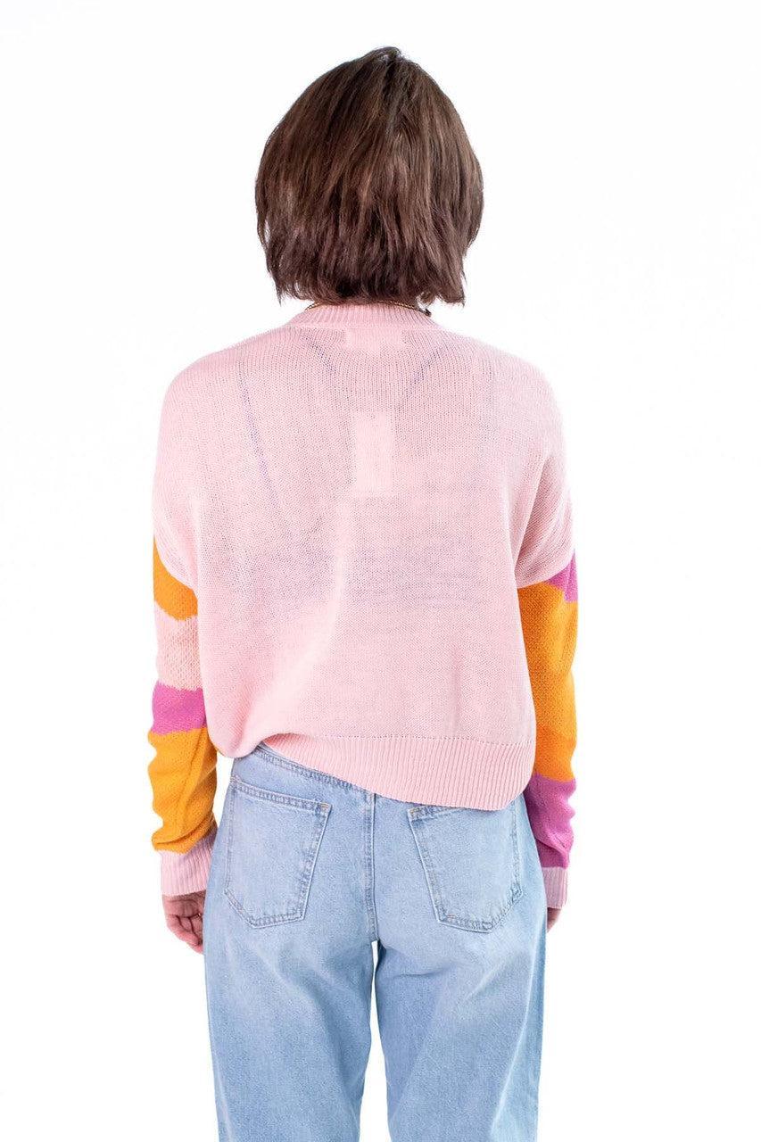 Pink Combo Abstract Landscape Cardigan Product Image