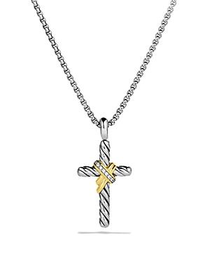 X Cross Necklace with Diamonds and 14K Gold Product Image