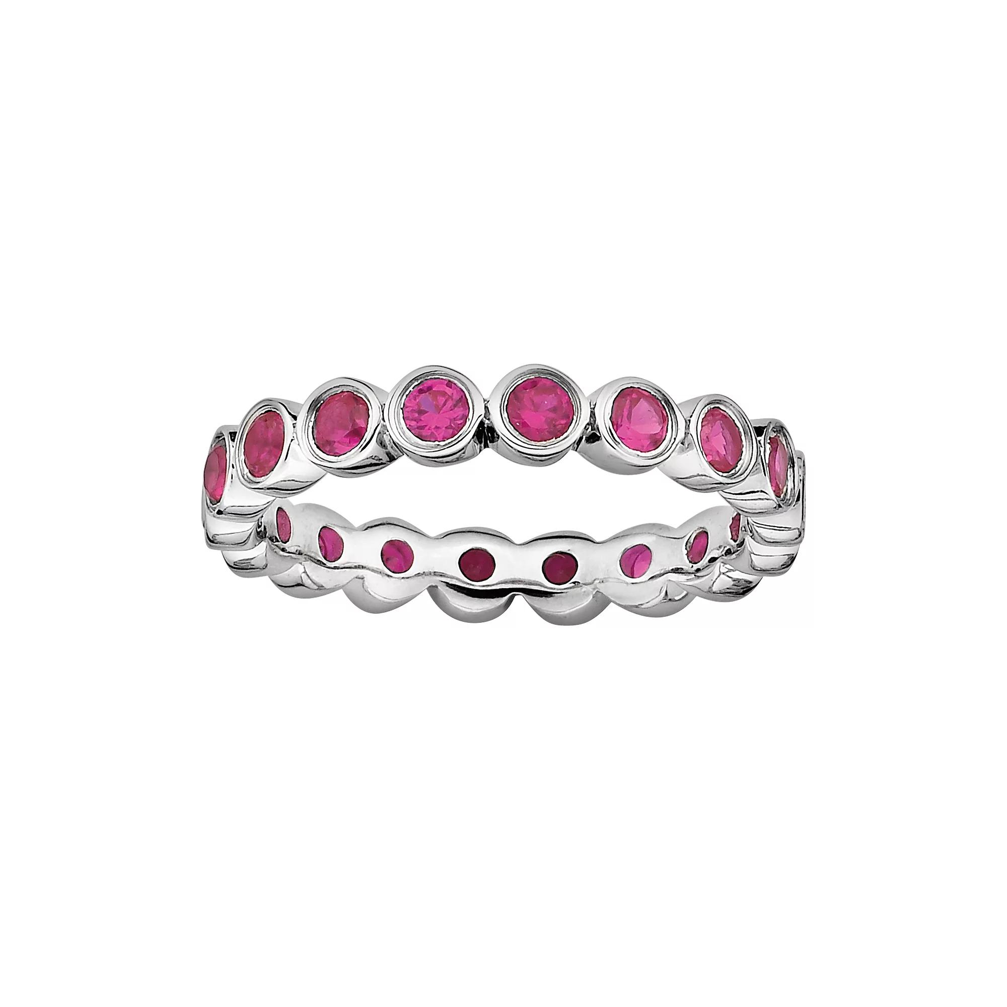 Stacks & Stones Sterling Silver Lab-Created Ruby Stack Ring, Women's, Size: 8 Product Image
