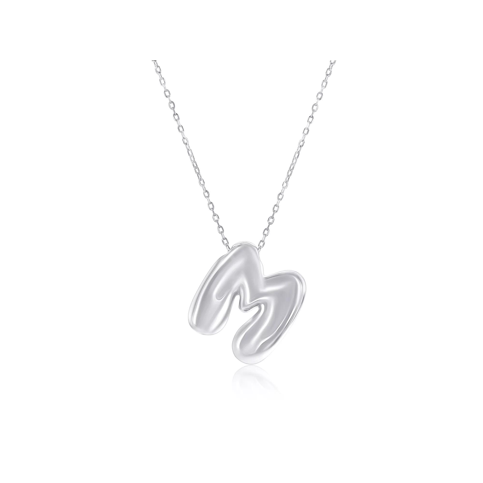 Argento Bella Sterling Silver Bubble Initial Necklace, Women's, Size: 16-18" ADJ, Sterling M Product Image