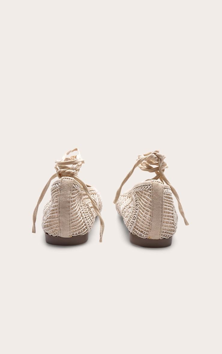 Cream Lace Round Toe Wrap Around Ballet Pump Product Image