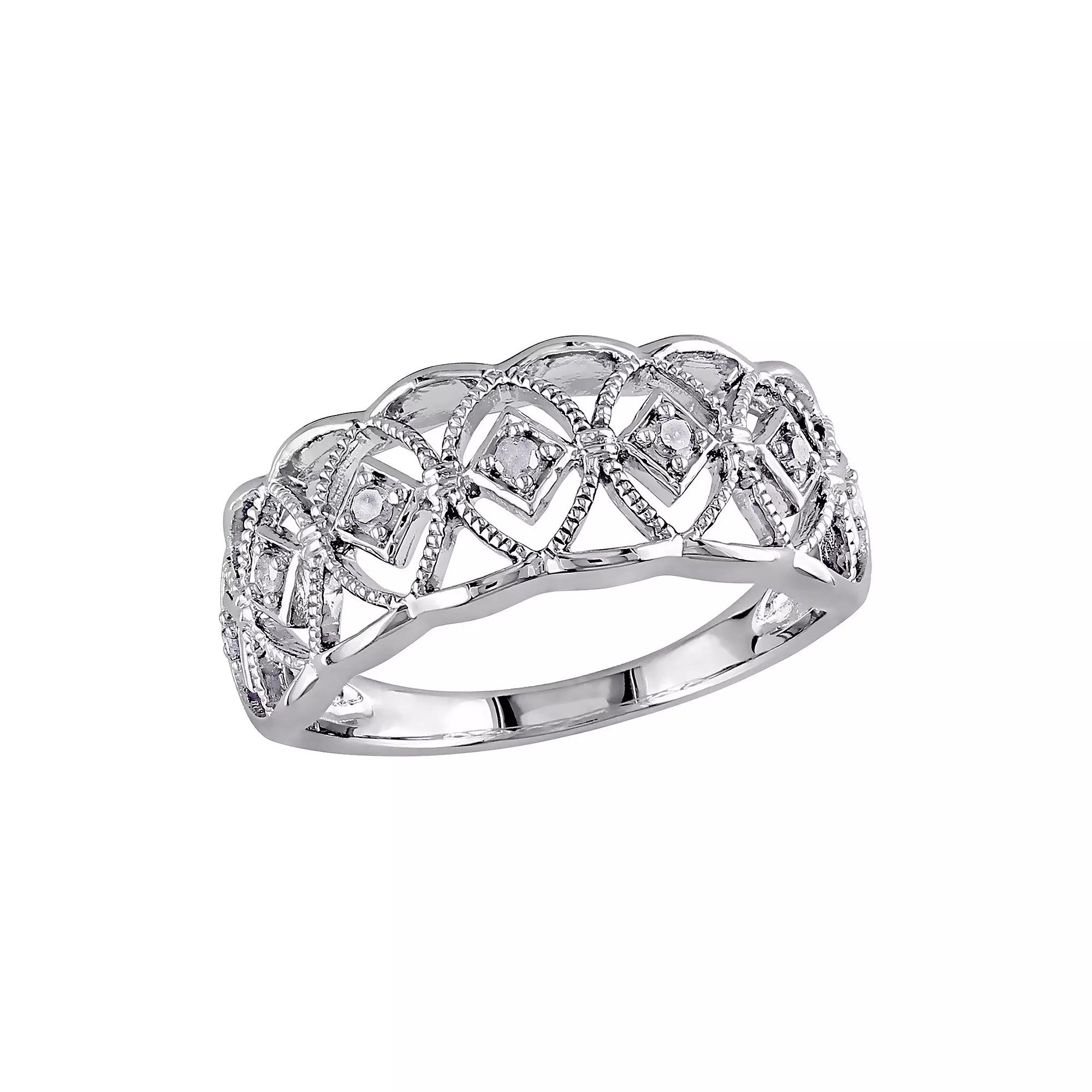 Stella Grace 1/10 Carat T.W. Diamond Sterling Silver Openwork Ring, Women's, Size: 8, White Product Image