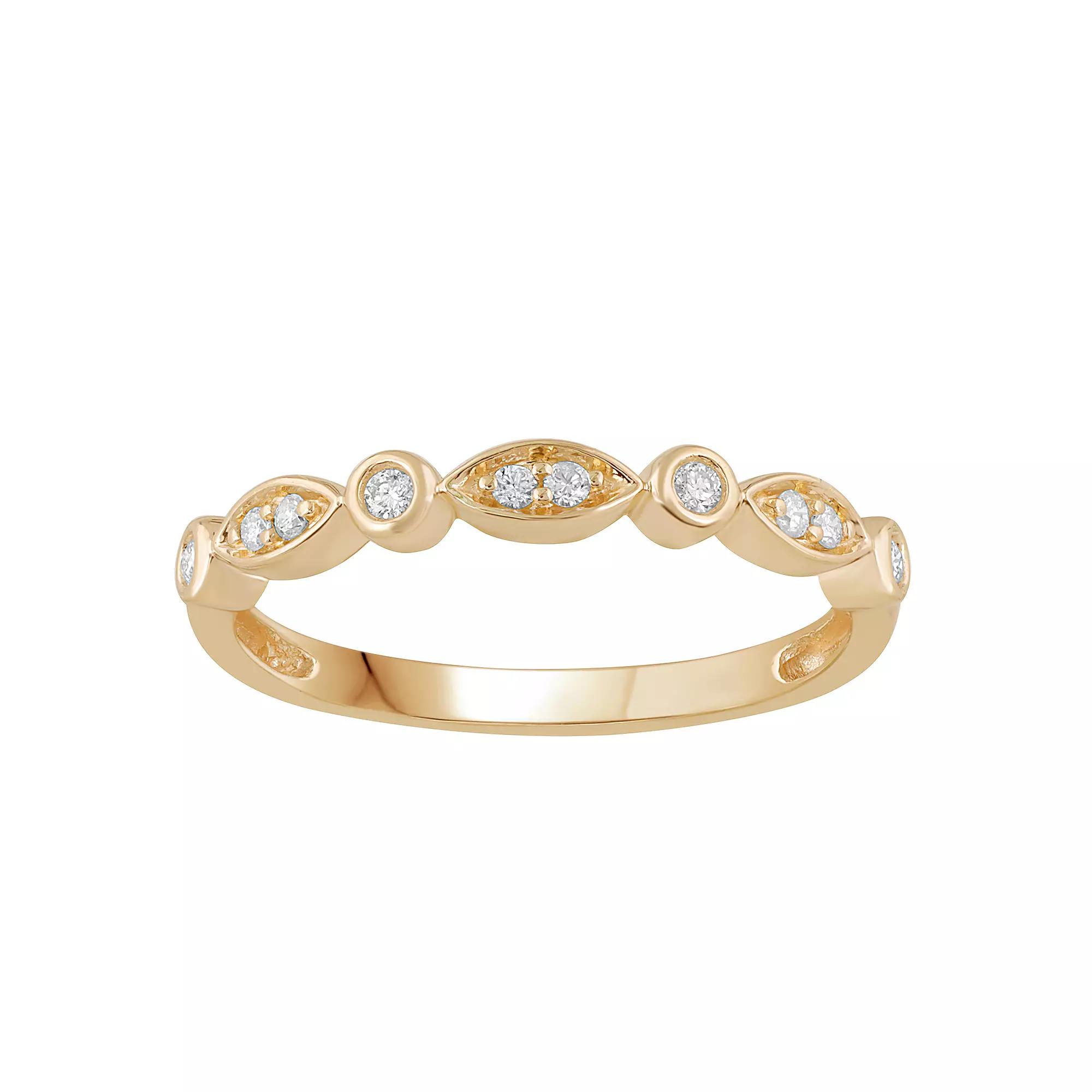 10k Gold 1/10 Carat T.W. Diamond Stackable Marquise Ring, Women's, Size: 7, Pink Product Image