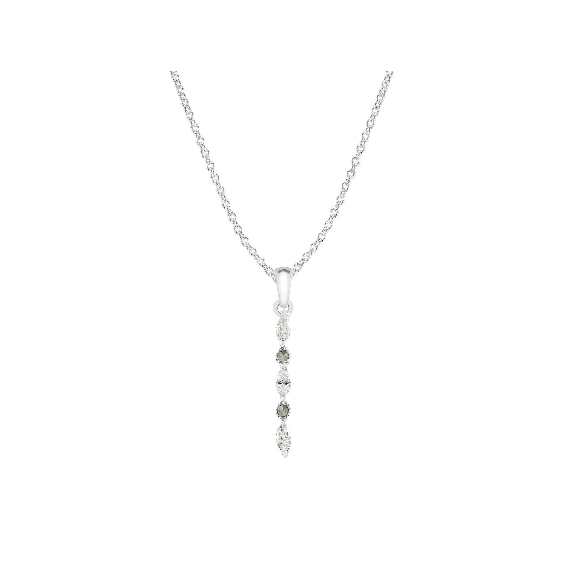 Lavish by TJM Sterling Silver Marcasite & Cubic Zirconia Long Pendant Necklace, Women's, Size: 18" Product Image