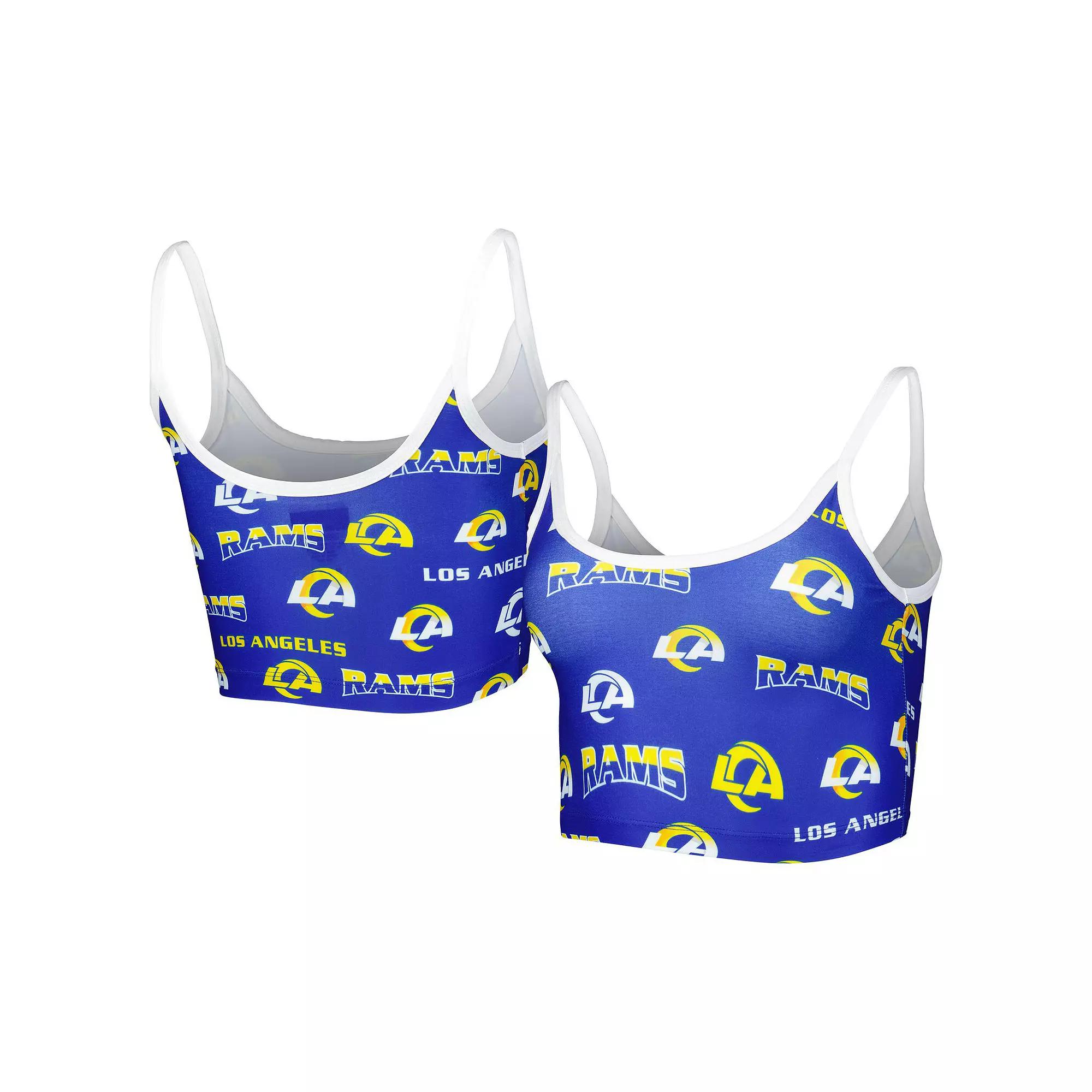 Women's Concepts Sport Royal/White Los Angeles Rams Breakthrough Allover Knit Sports Bra,  Product Image