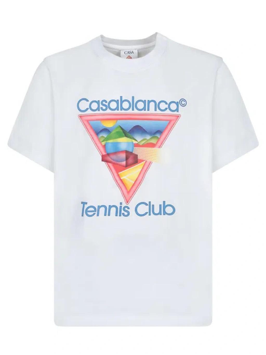 CASABLANCA Cotton Crew Neck T-shirt With Graphic Print In White Product Image