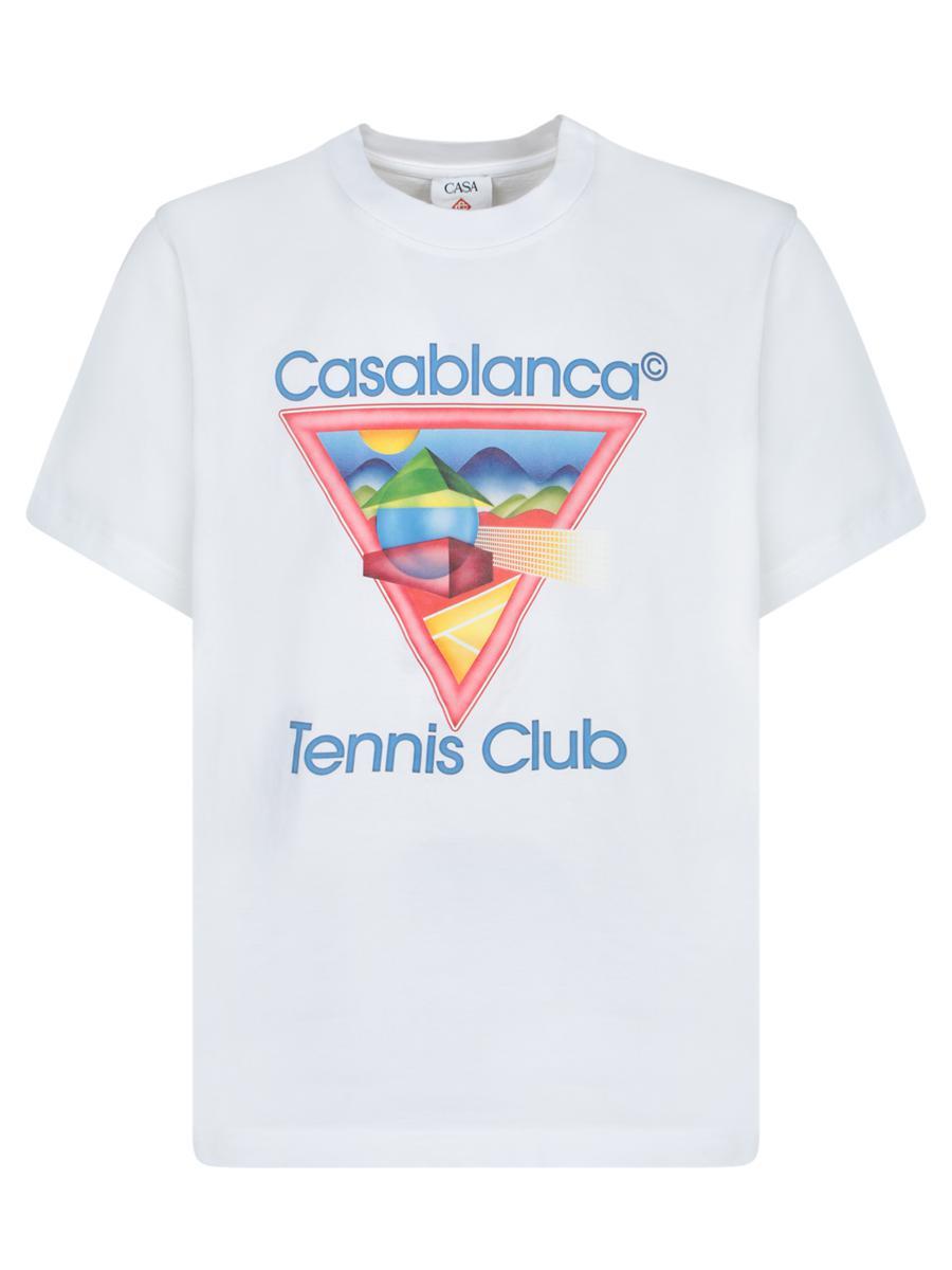 CASABLANCA Cotton Crew Neck T-shirt With Graphic Print In White Product Image