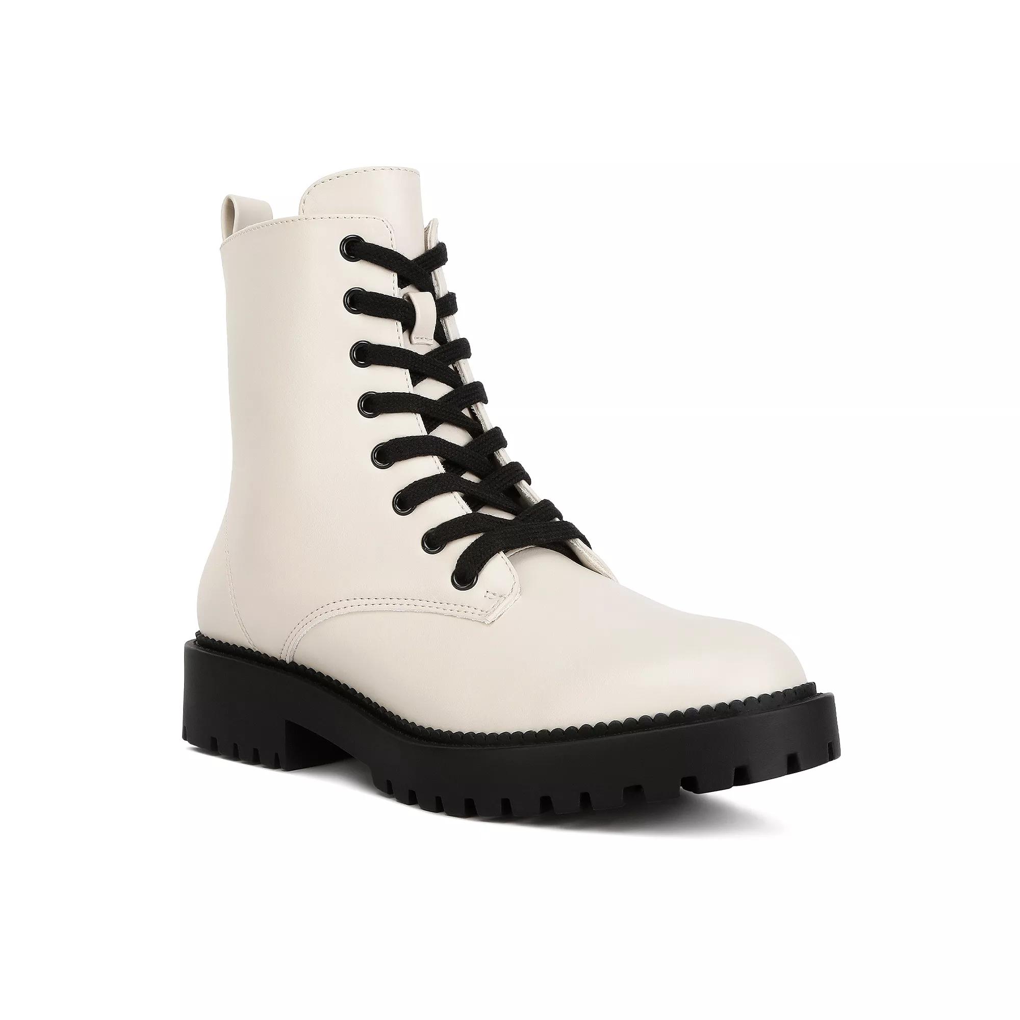 London Rag Forter Women's Faux Leather Lace Up Boots,  Product Image