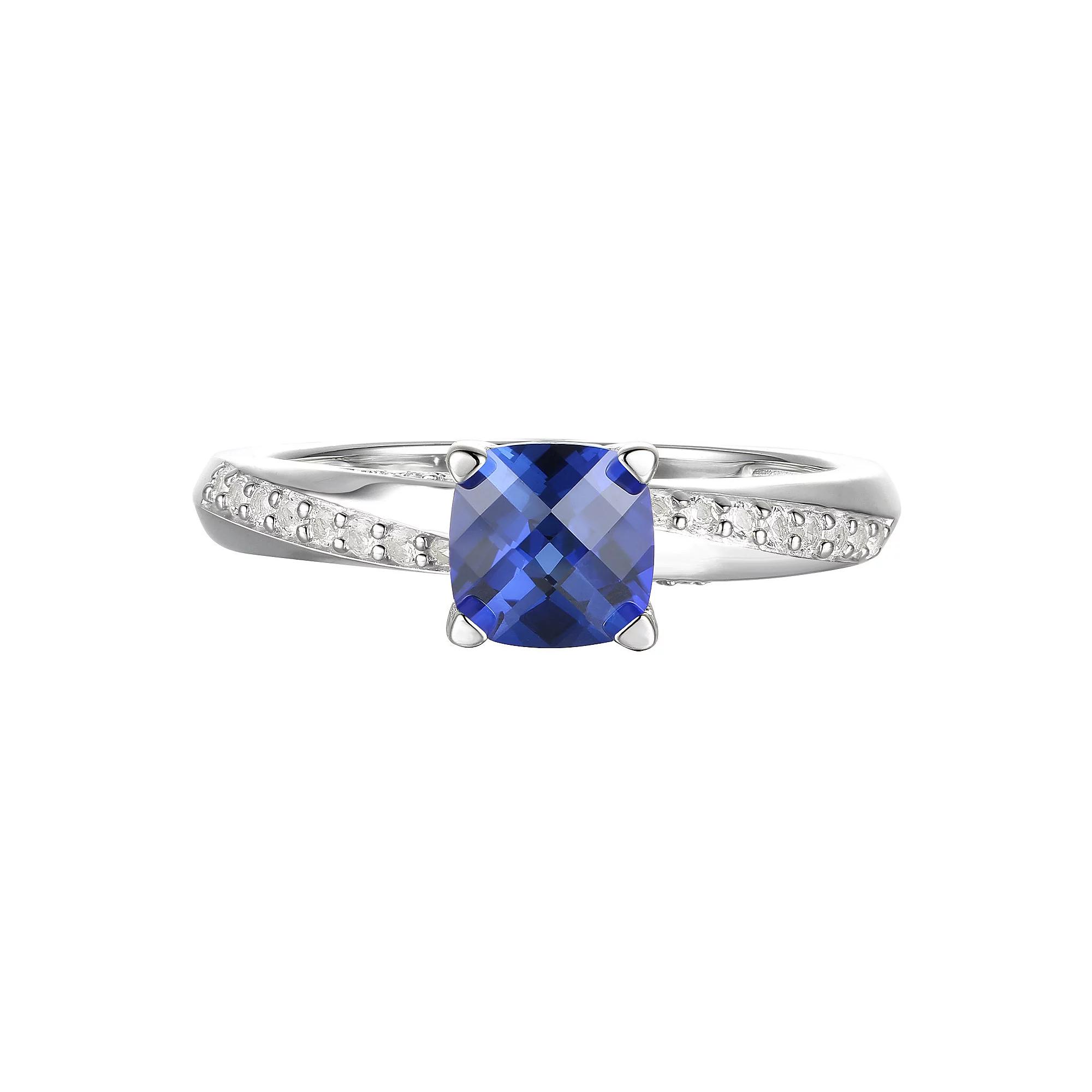 Sterling Silver Lab-Created Blue & White Sapphire Ring, Women's, Size: 7 Product Image