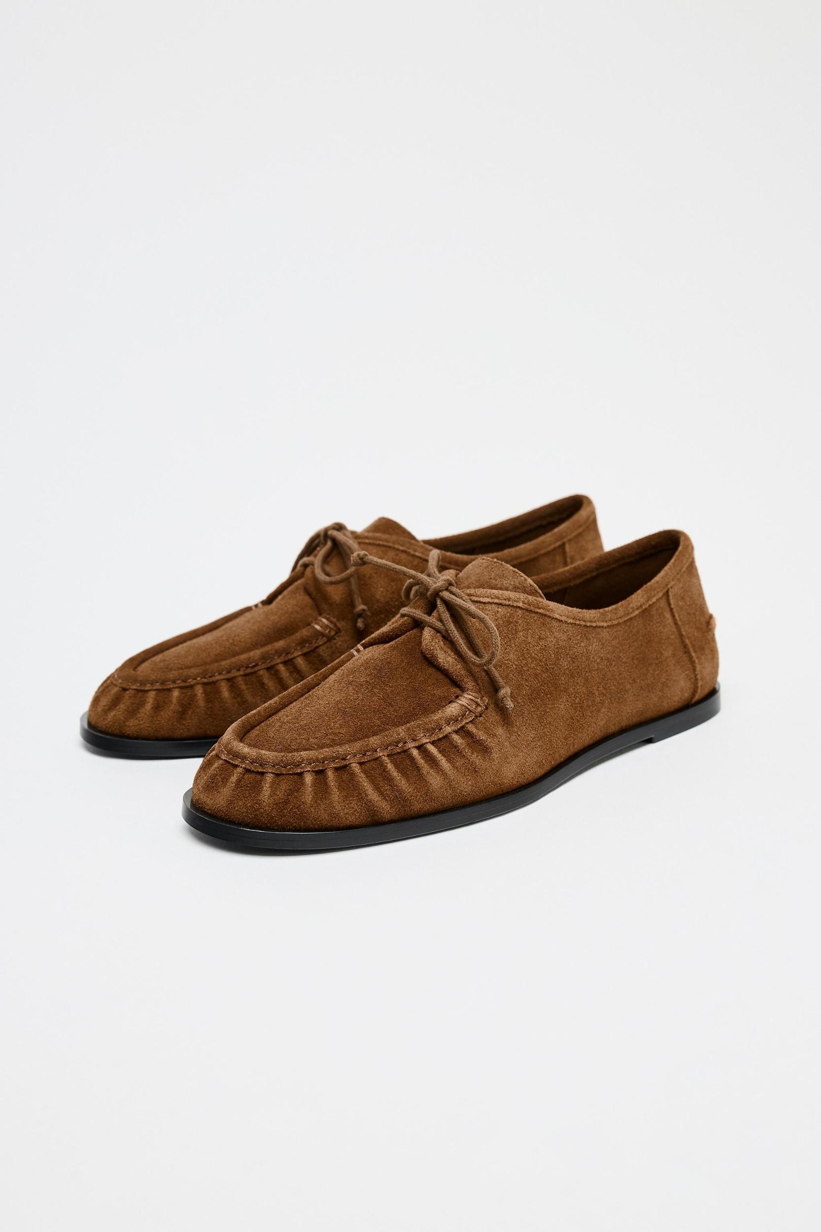 SOFT SUEDE LACED LOAFERS Product Image