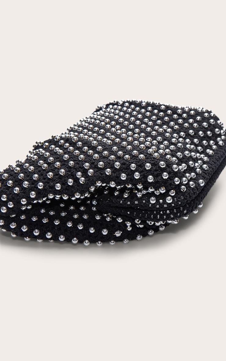 Black Crochet Silver Studded Clutch Bag Product Image