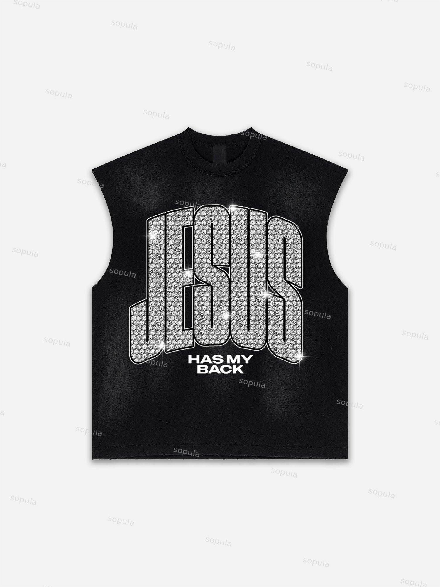 Sopula Men's Lips Graphic Print Distressed Tank Tops Sleeveless Shirts Product Image