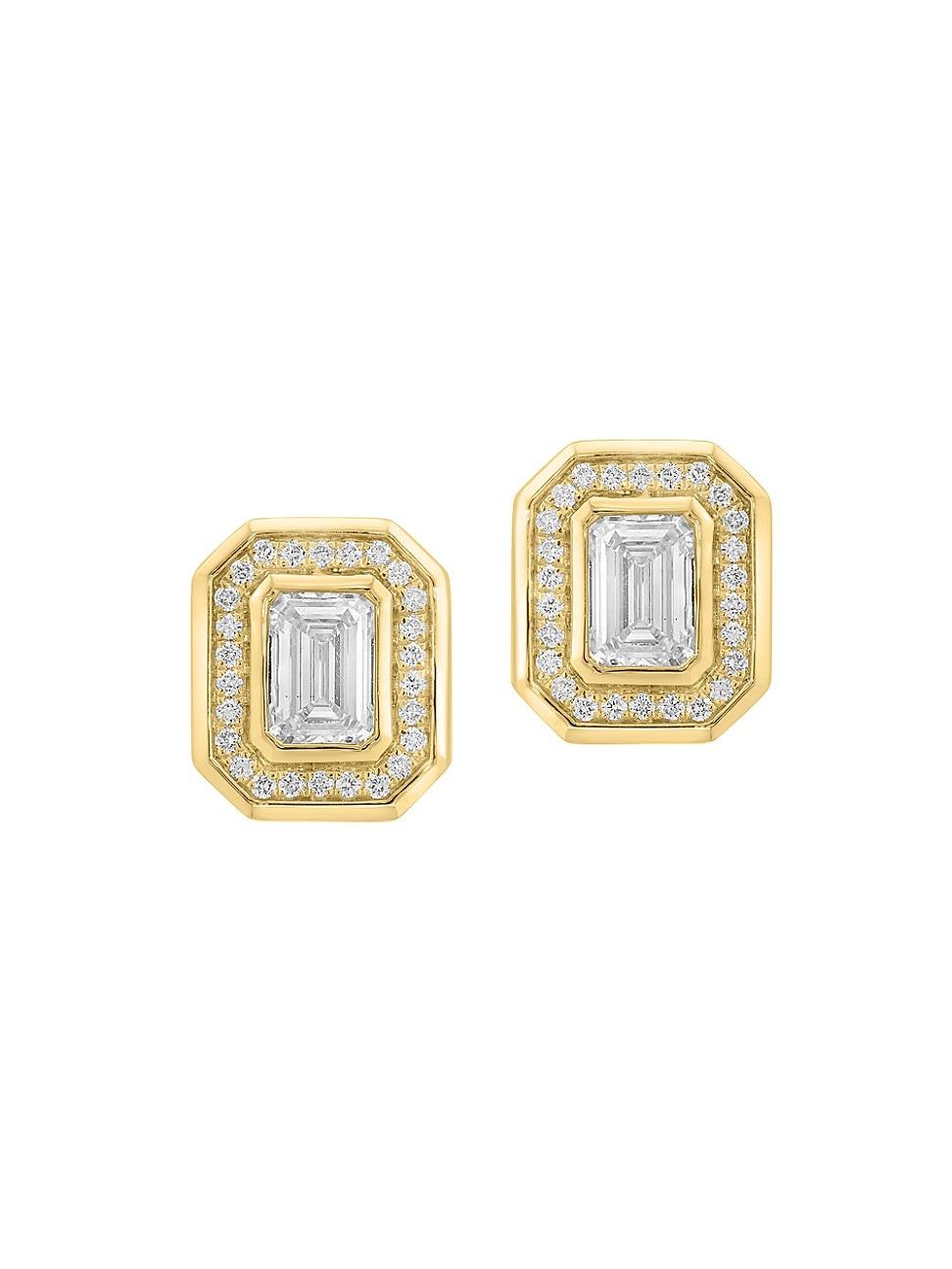 Womens 14K Yellow Gold & 2.21 TCW Lab-Grown Diamond Stud Earrings Product Image