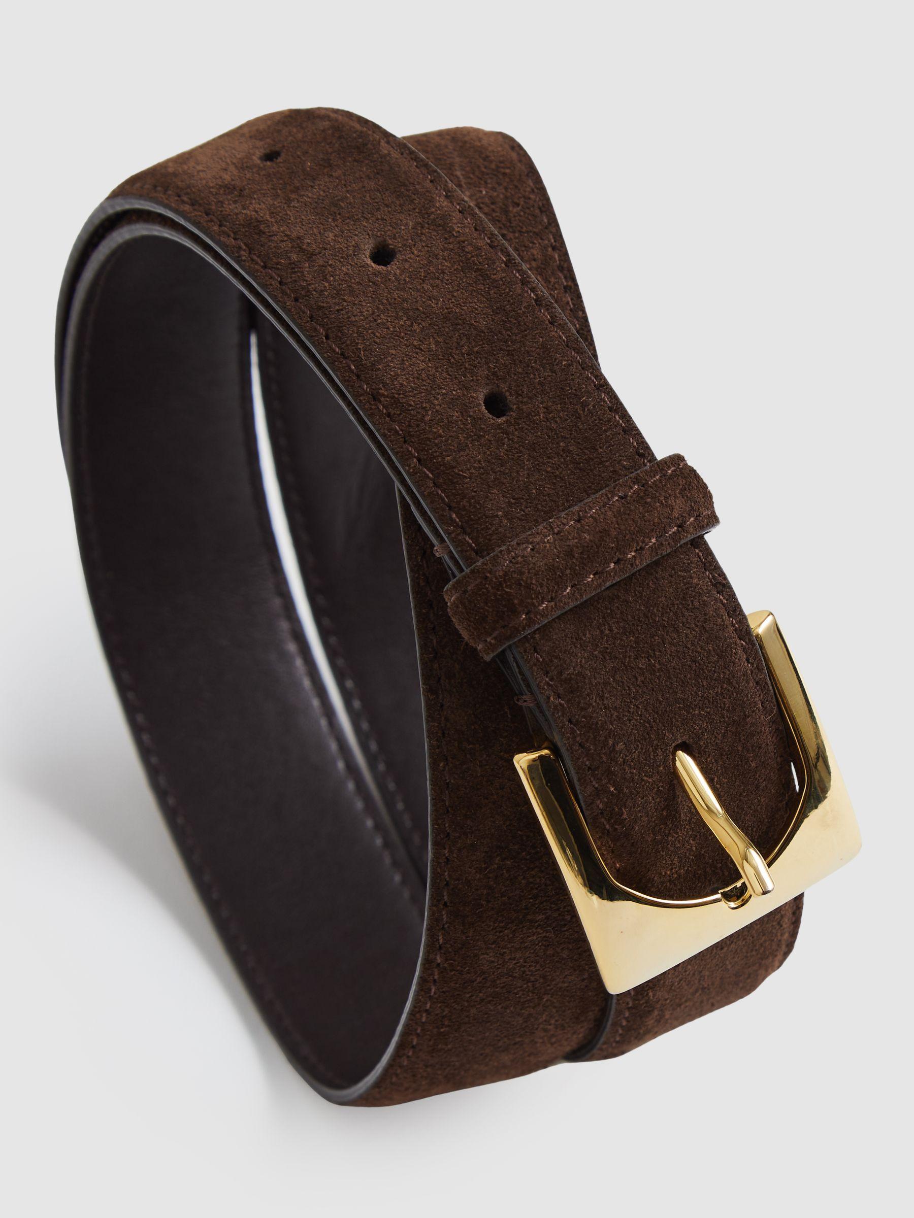 Suede Square Buckle Belt in Chocolate Product Image