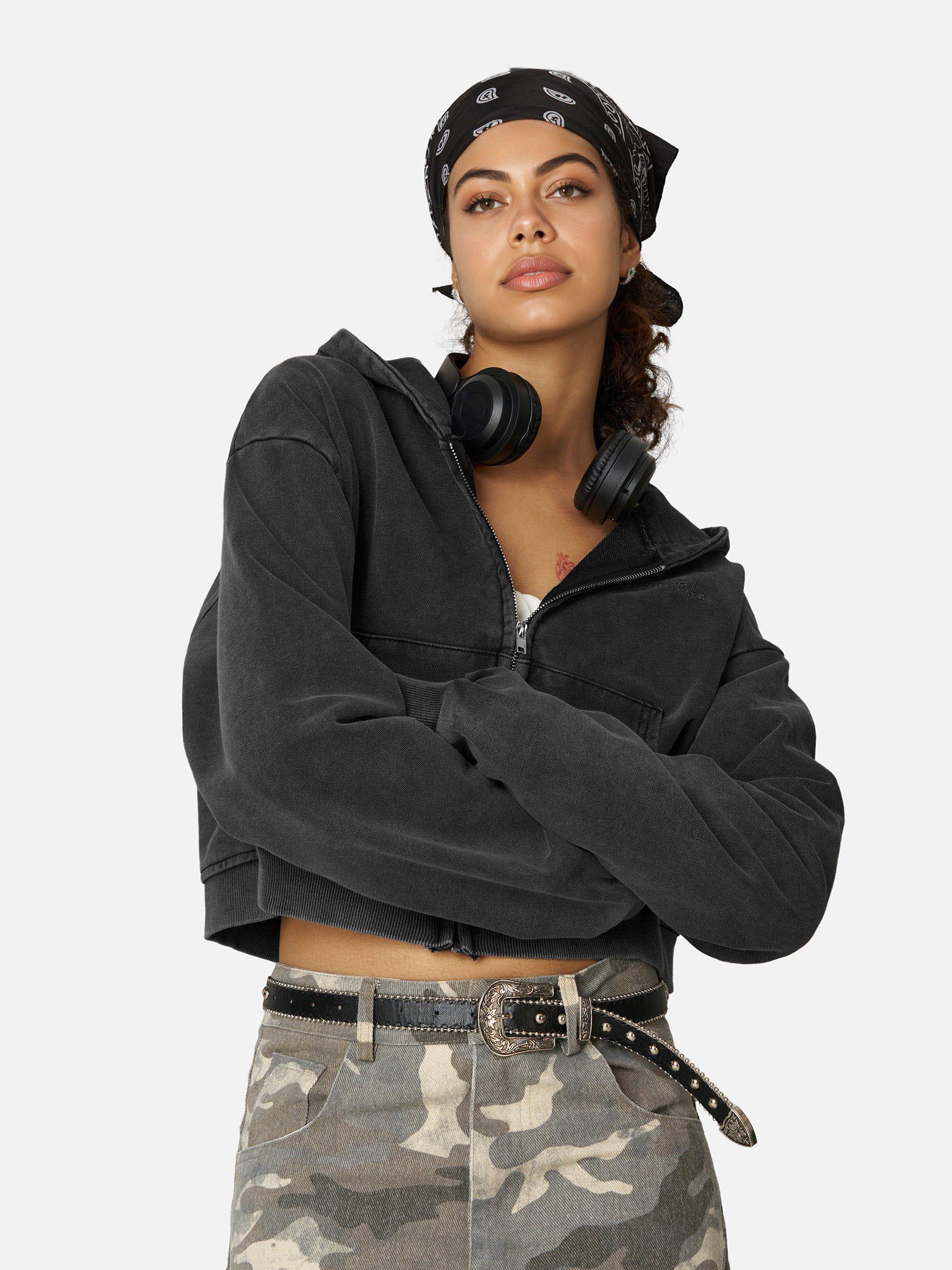 Aelfric Eden Cropped Solid Zip Up Hoodie Female Product Image