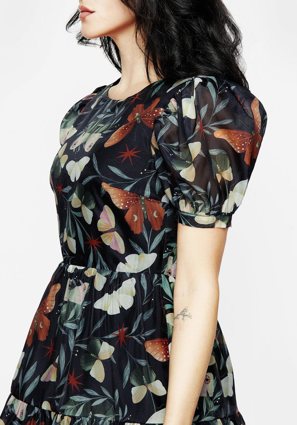 Mariposa Puff Sleeve Organza Mini Dress Product Image