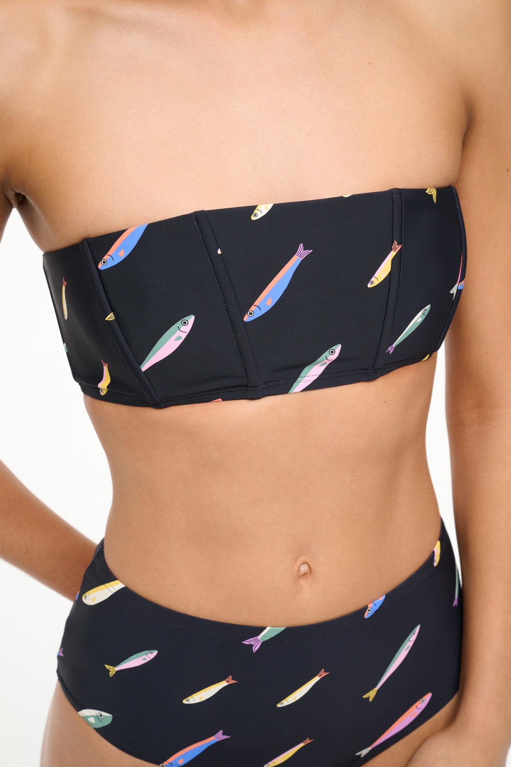 MALA BIKINI TOP | POP SARDINES BLACK Product Image