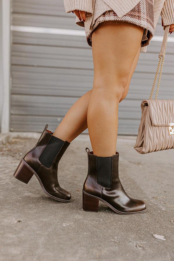 The Autumn Faux Leather Bootie in Chestnut Product Image