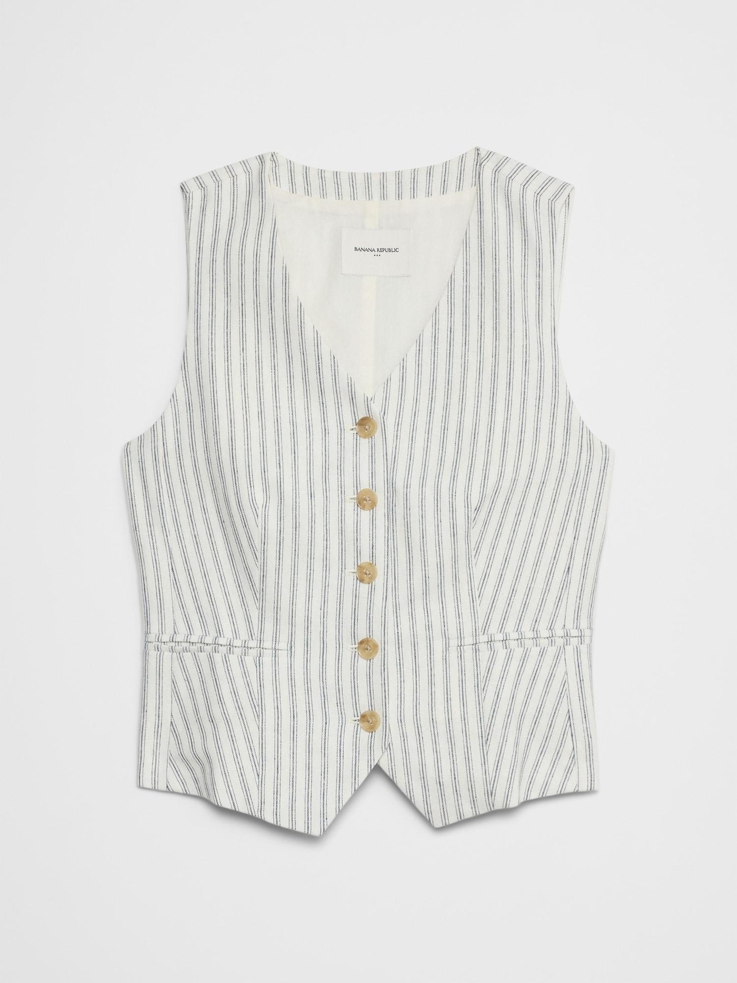 Linen-Blend Classic Vest Product Image