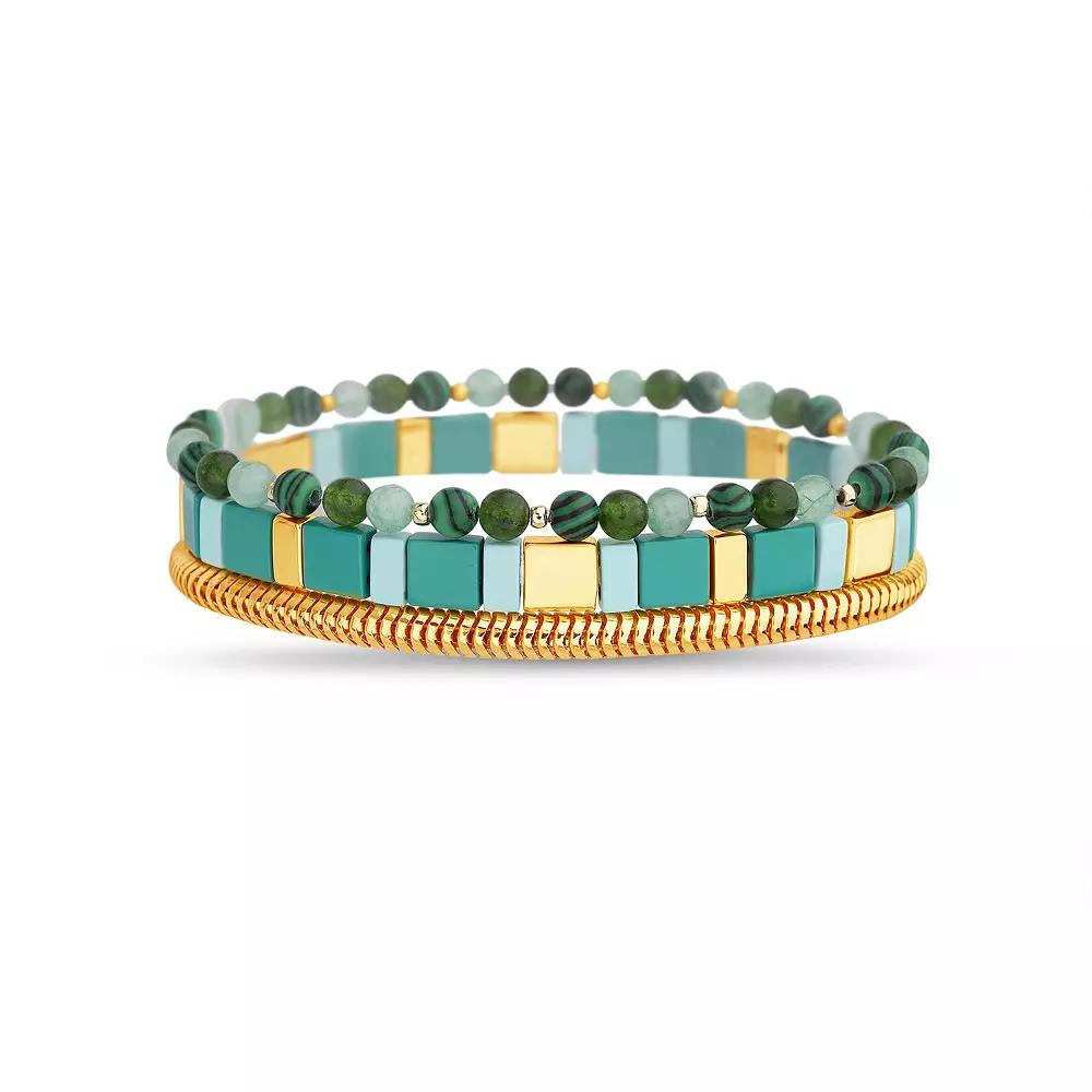 Paige Harper Color Therapy Gold Tone Gemstone 3-piece Bracelet Set, Women's, Size: 7.5" Product Image