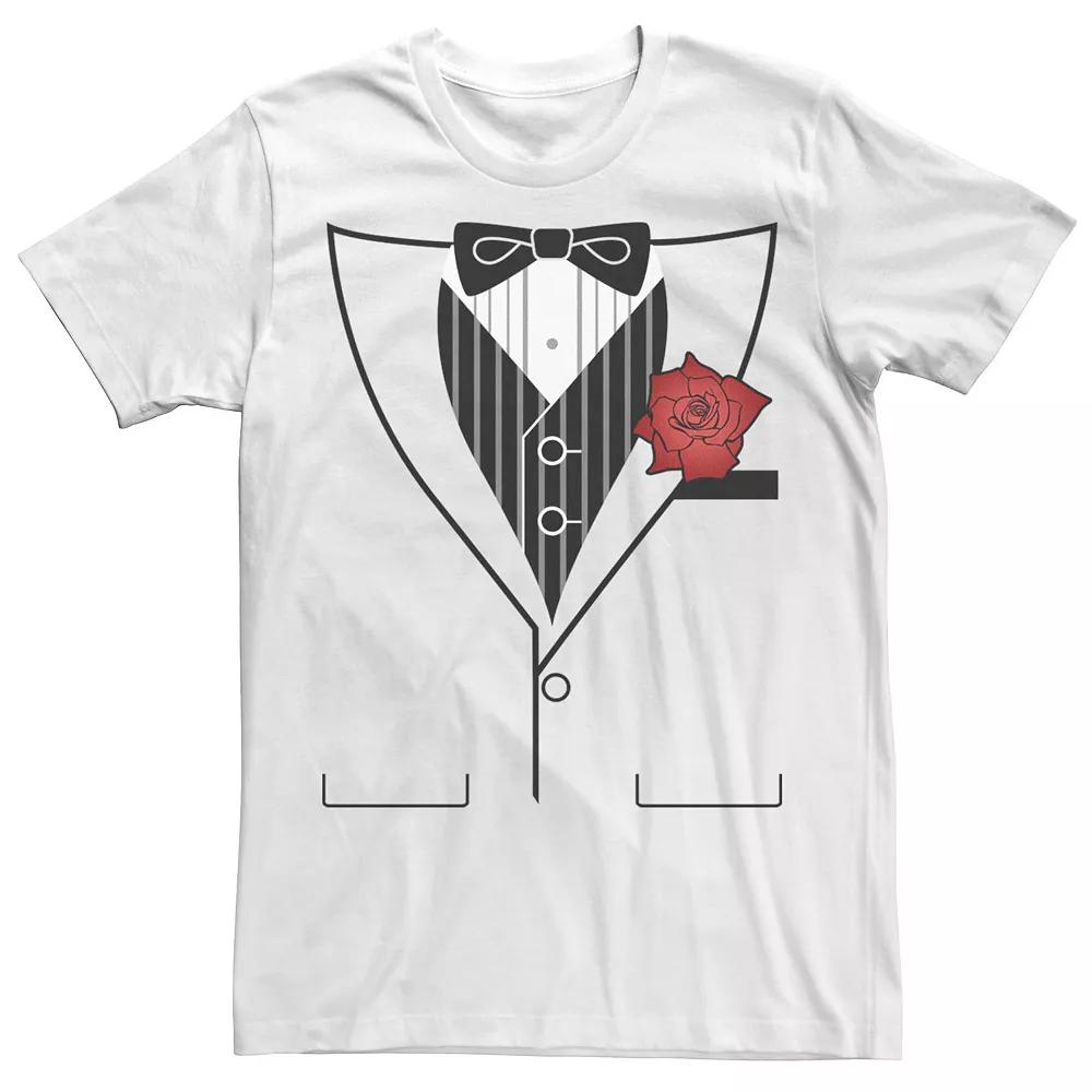 Men's Tuxedo With Rose Tee, Size: XL, White Product Image