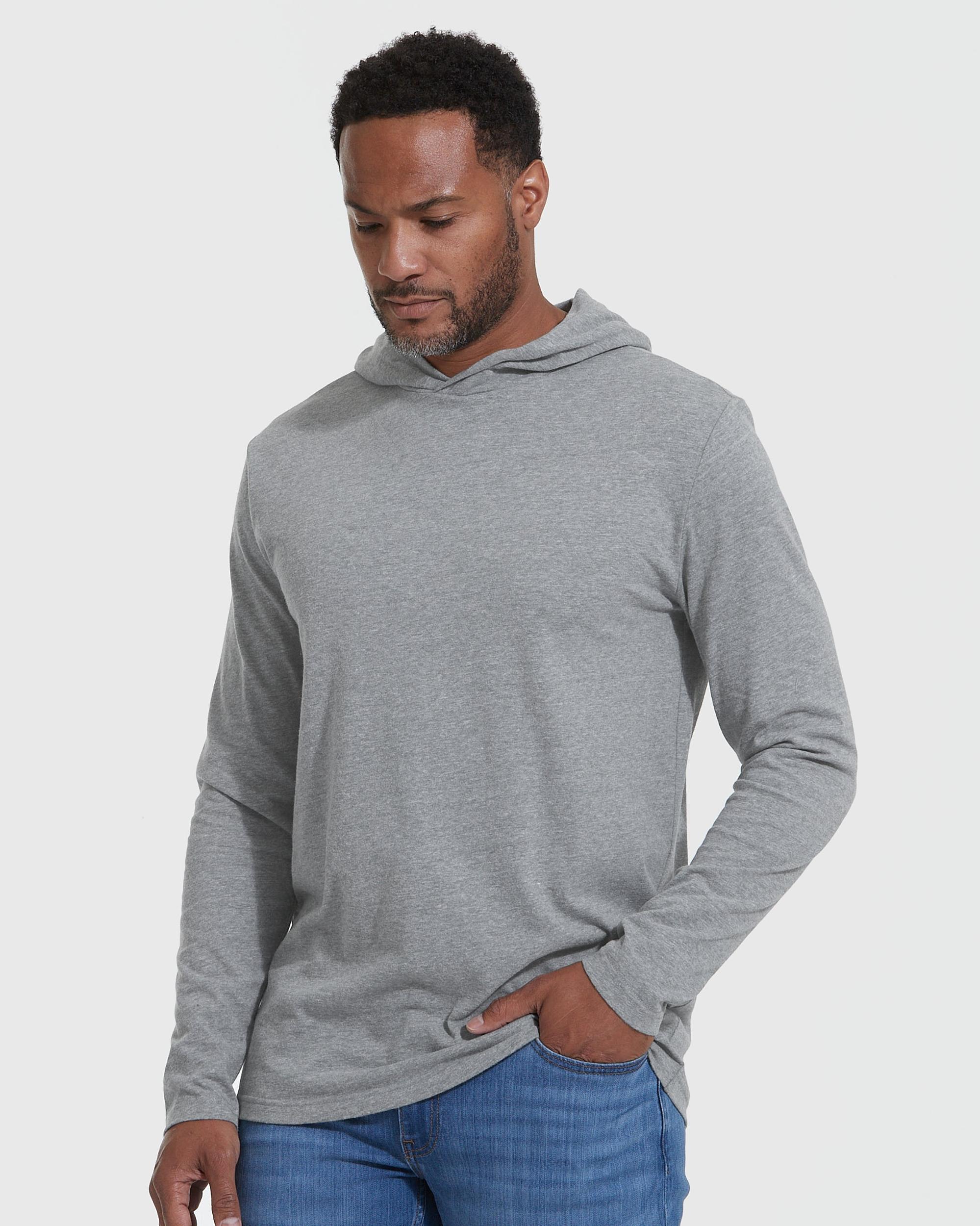 Heather Gray Hooded Long Sleeve T-Shirt Product Image