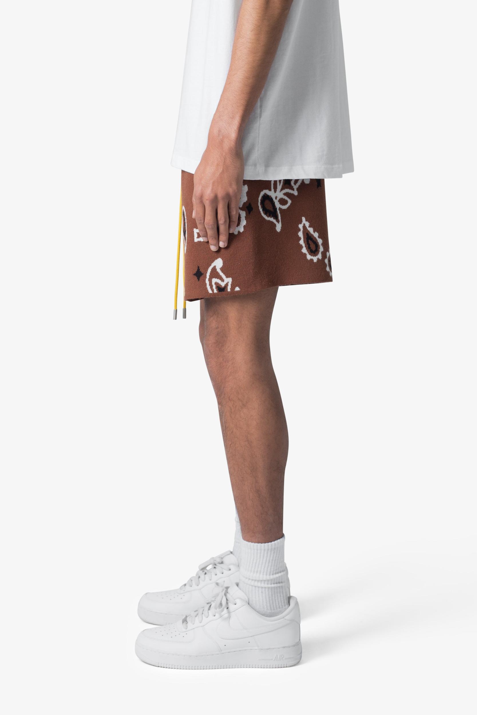Paisley Knit Shorts - Brown Product Image