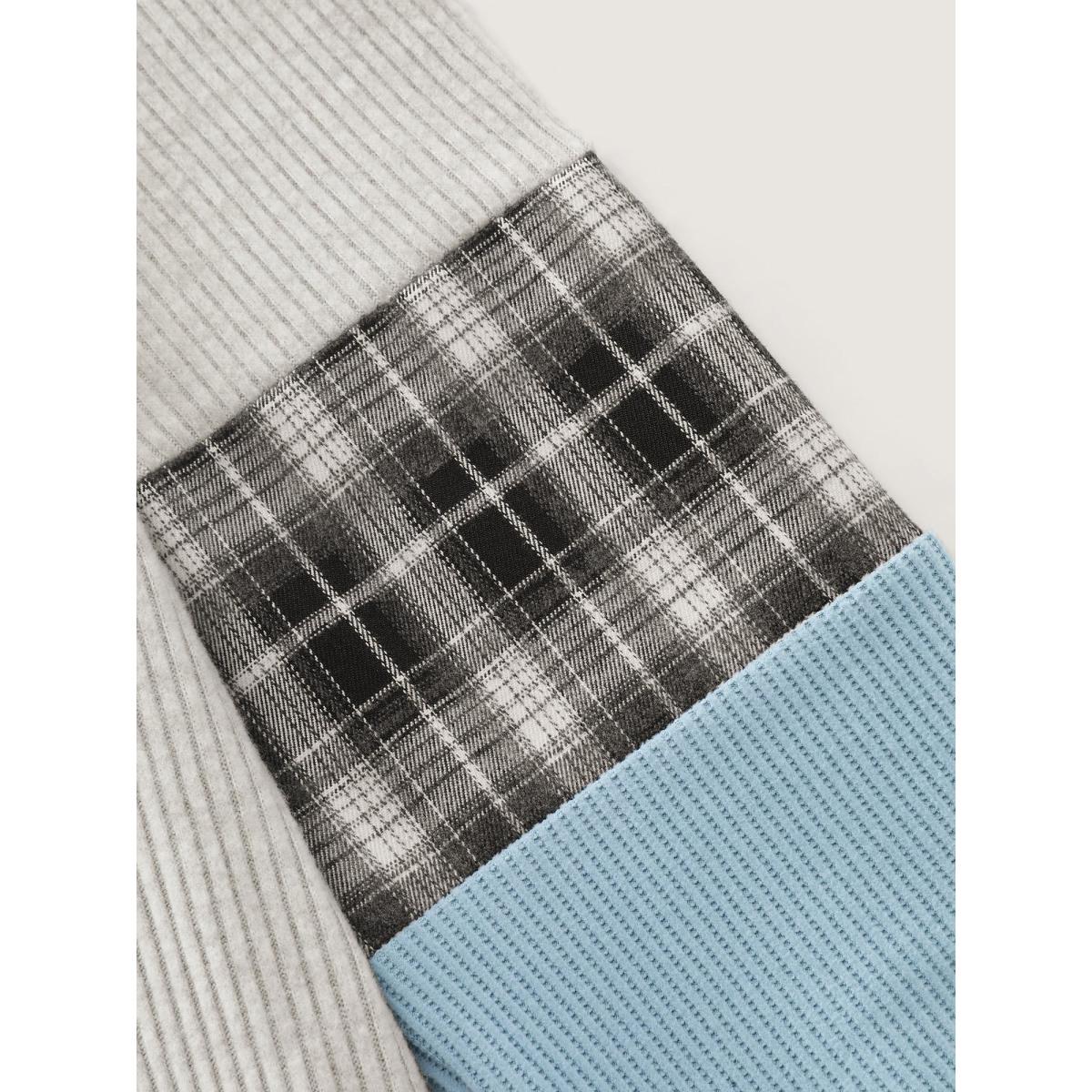 Plus Size Waffle Weave Color Contrast Hoodie Women Multicolor Leisure Texture Hooded Casual Sweatshirts BloomChic 26/4X Product Image