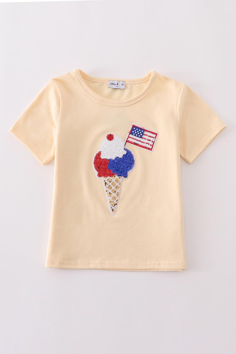 Ice cream flag sequin mom&me top Product Image