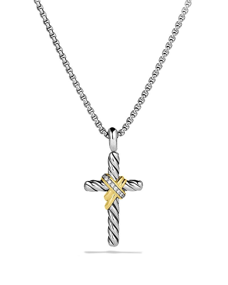 X Cross Necklace with Diamonds and 14K Gold Product Image