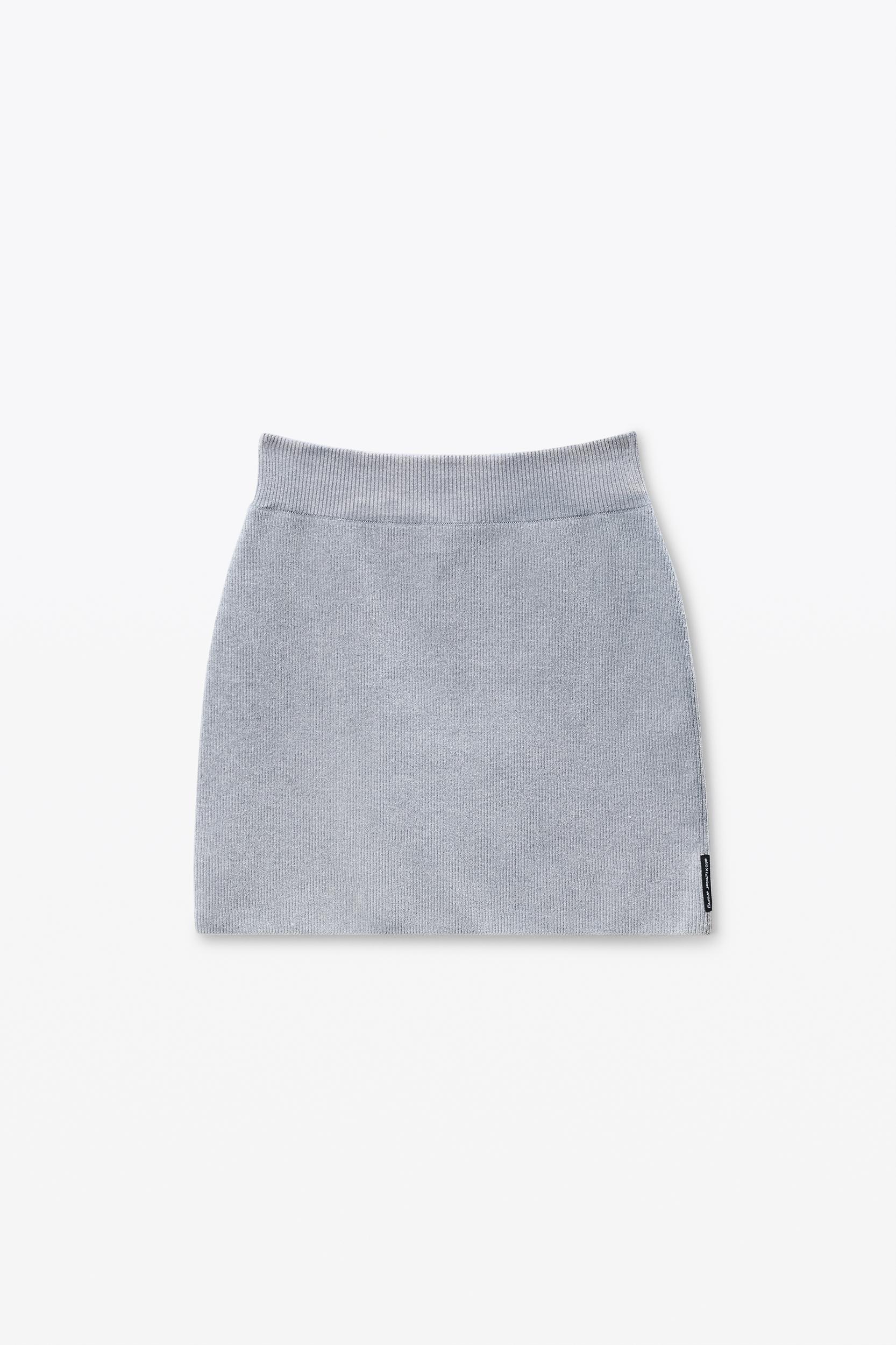 Grey Cotton-blend Chenille Miniskirt Product Image