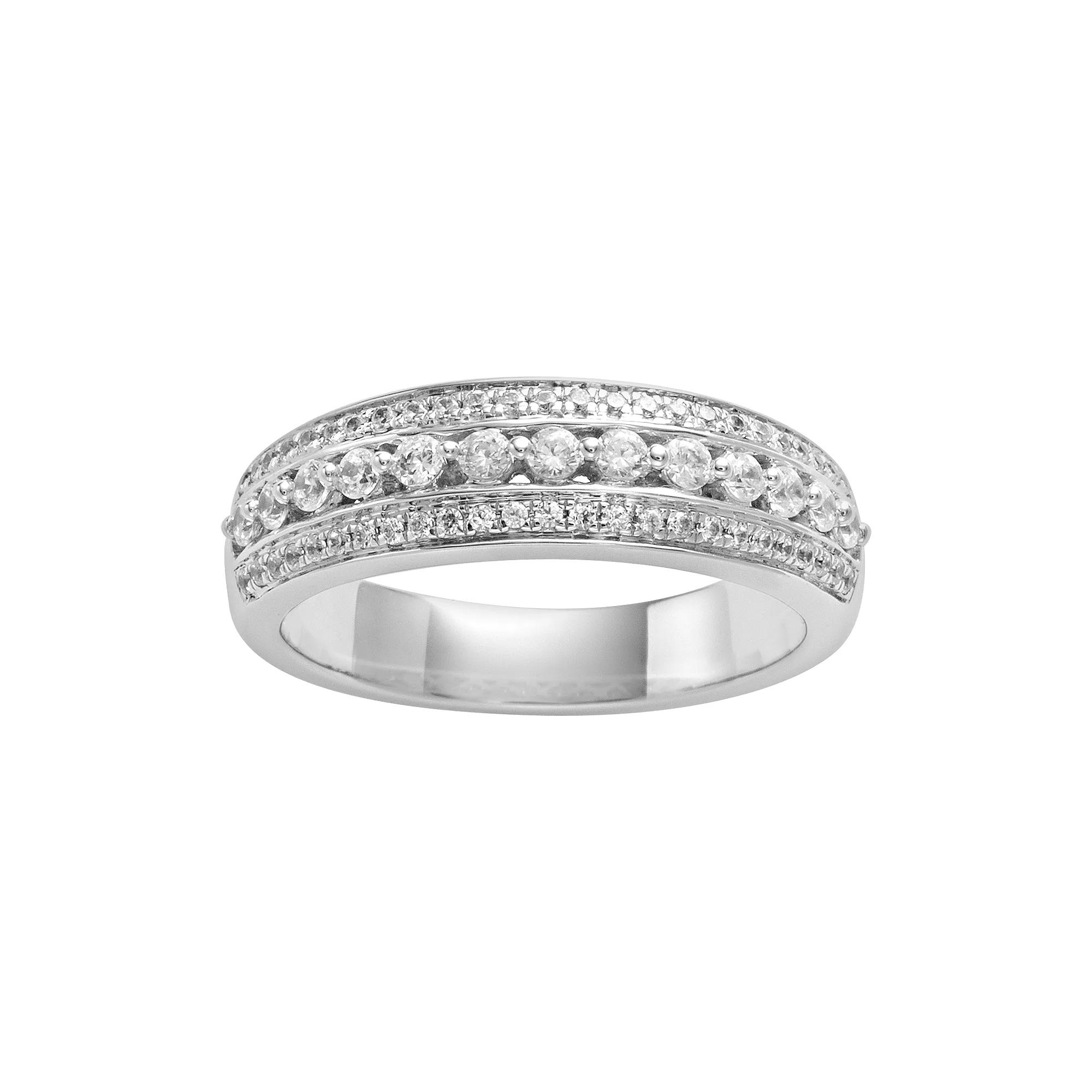 The Regal Collection 14k White Gold 1/2-ct. T.W. IGL Certified Diamond Multirow Wedding Ring, Women's, Size: 5 Product Image