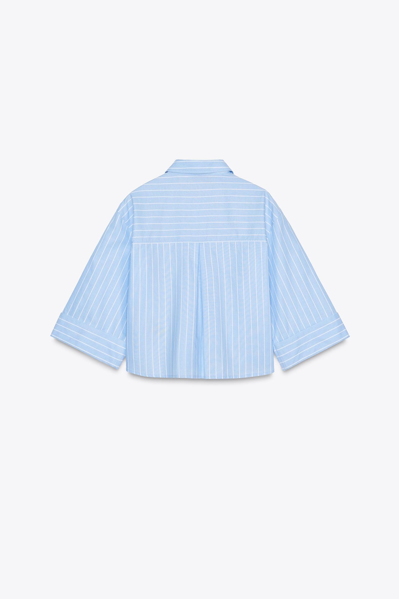 CROPPED WIDE SLEEVE OXFORD SHIRT Product Image