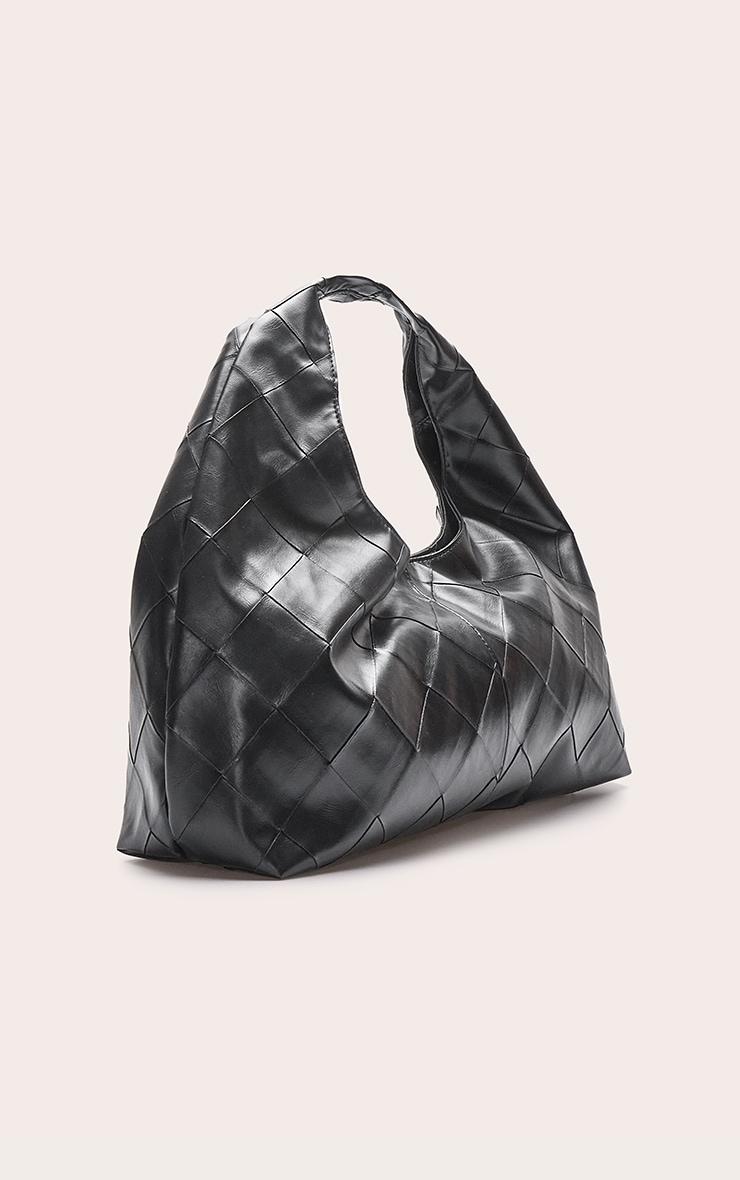 Black Oversized Weave Large Tote Bag Product Image