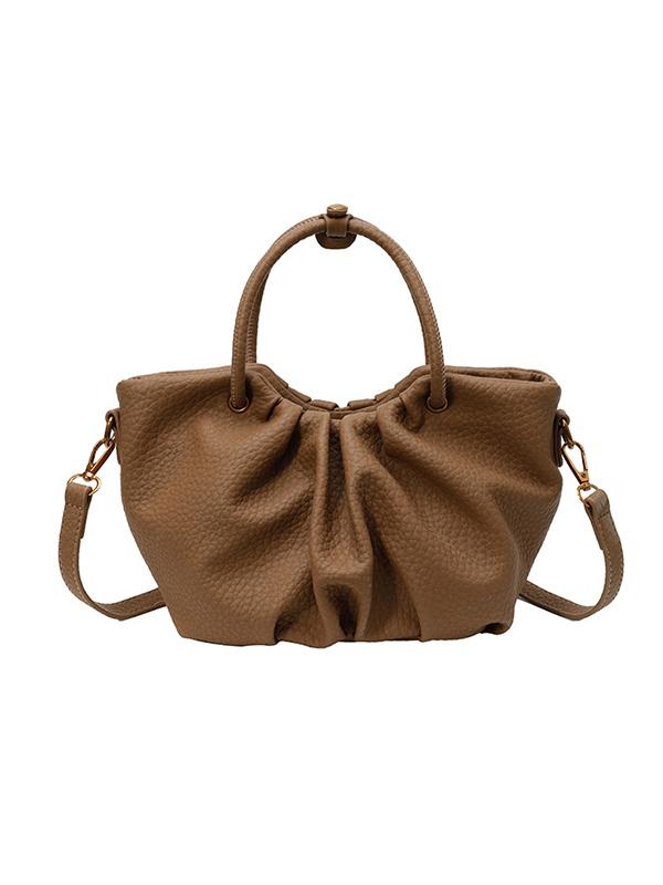 Pleated Solid Color Zipper Crossbody Bags Handbags Product Image