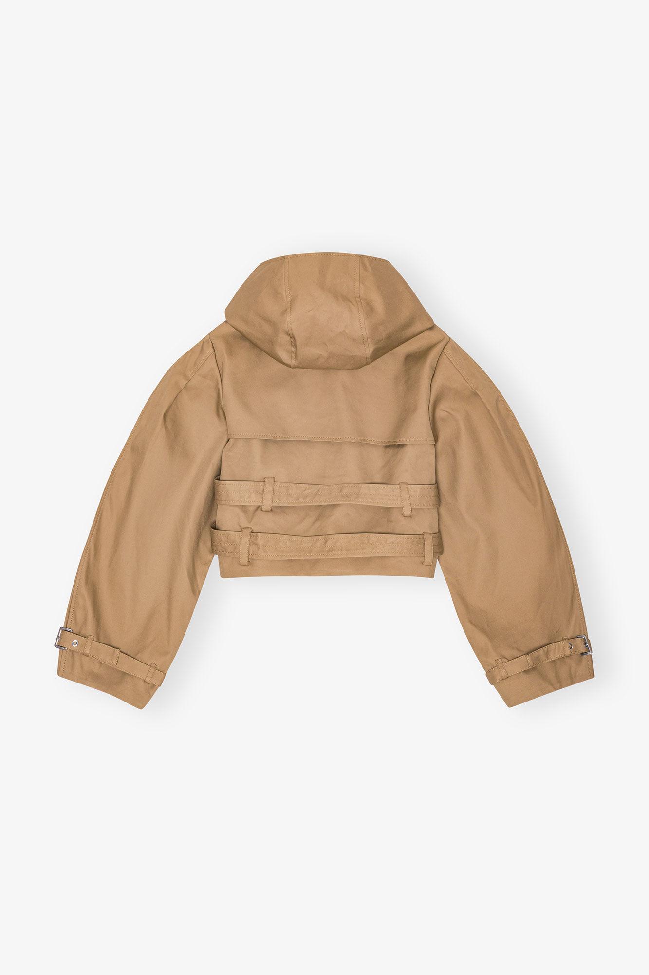 Camel Bonded Cotton Short Trench Jacket Product Image