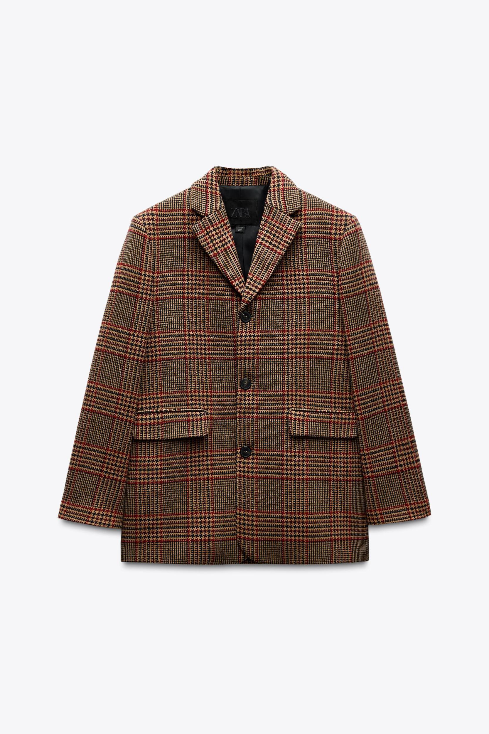WOOL BLEND PLAID BLAZER ZW COLLECTION Product Image