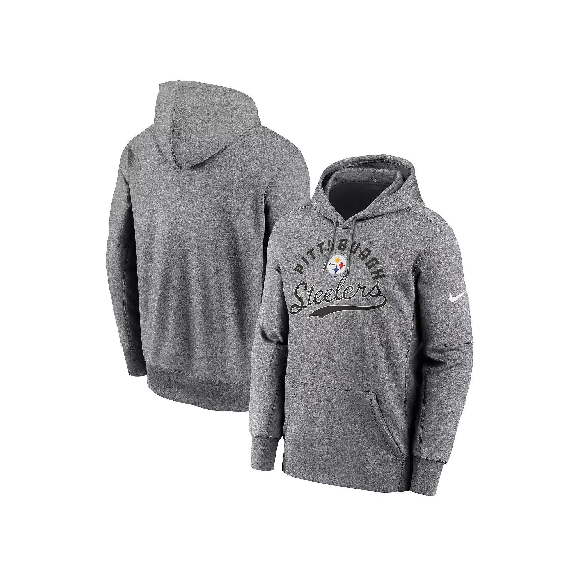 Men's Nike Heather Gray Pittsburgh Steelers Performance Fleece Pullover Hoodie,  Product Image